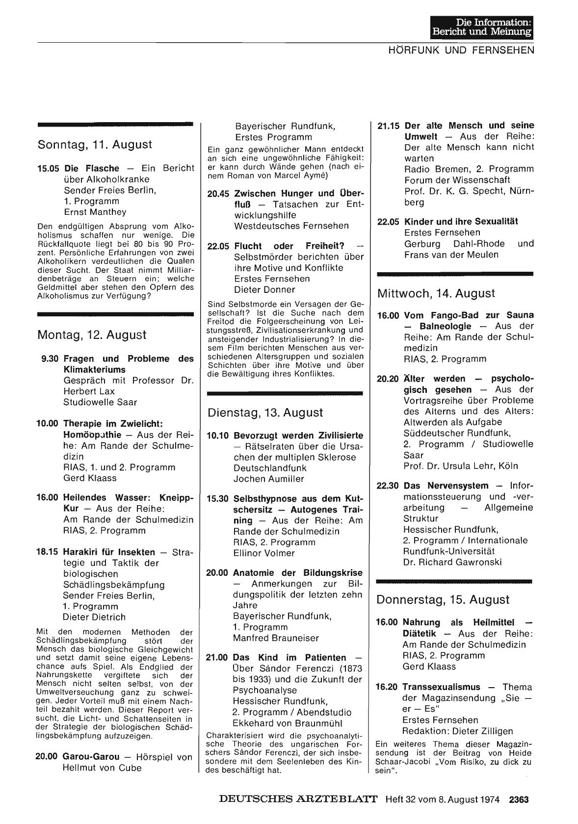 Vorschauseite 1: Hörfunk und Fernsehen
