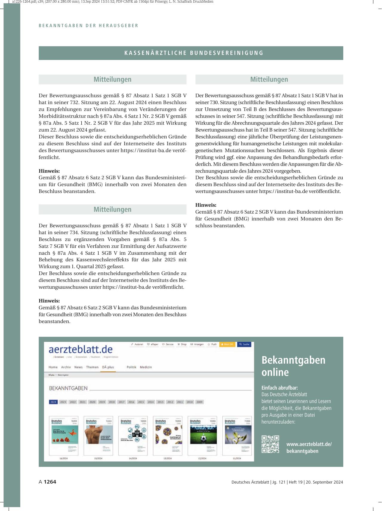 Vorschauseite 1: Mitteilungen