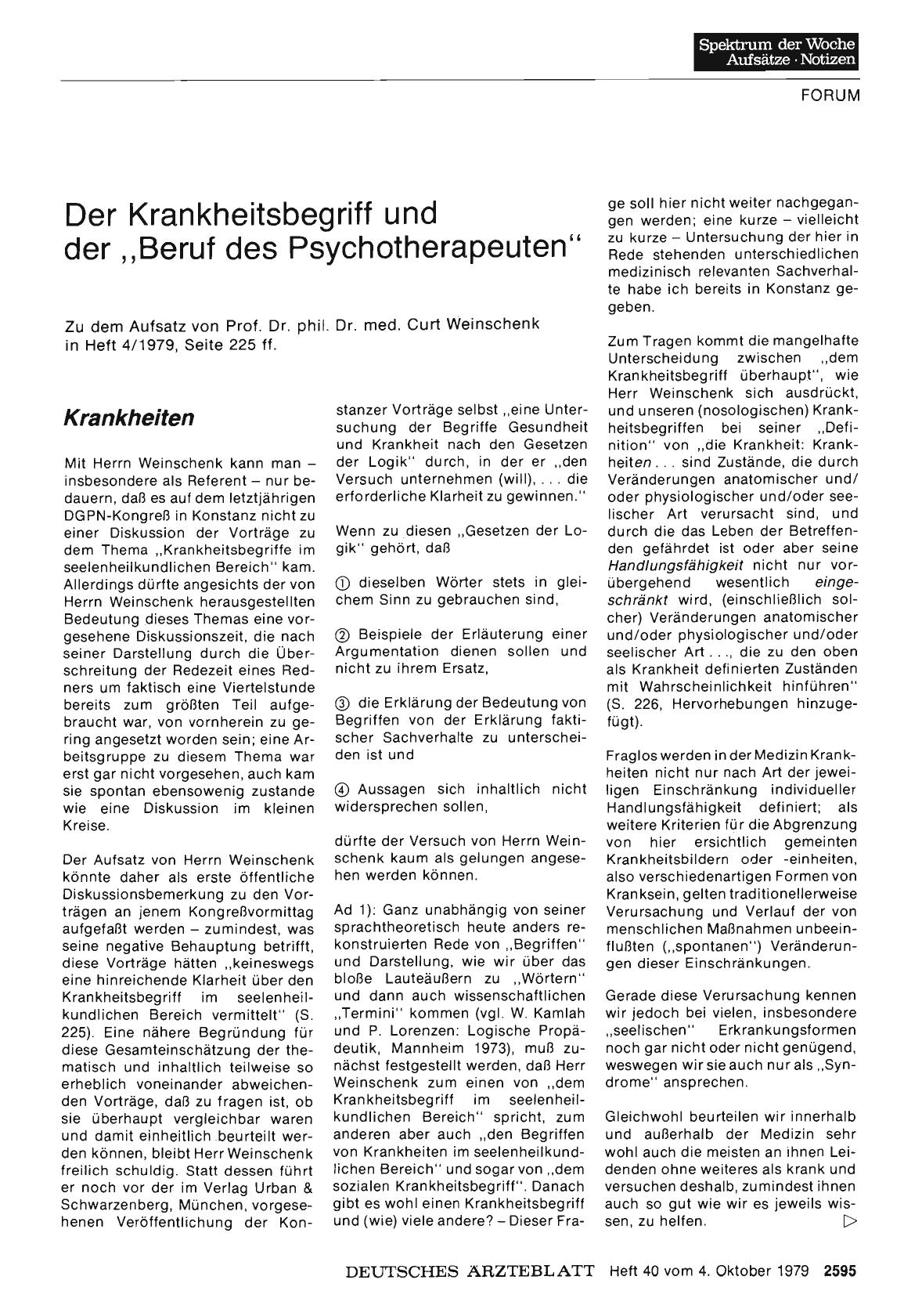 Vorschauseite 1: Der Krankheitsbegriff und der „Beruf des Psychotherapeuten“: Krankheiten