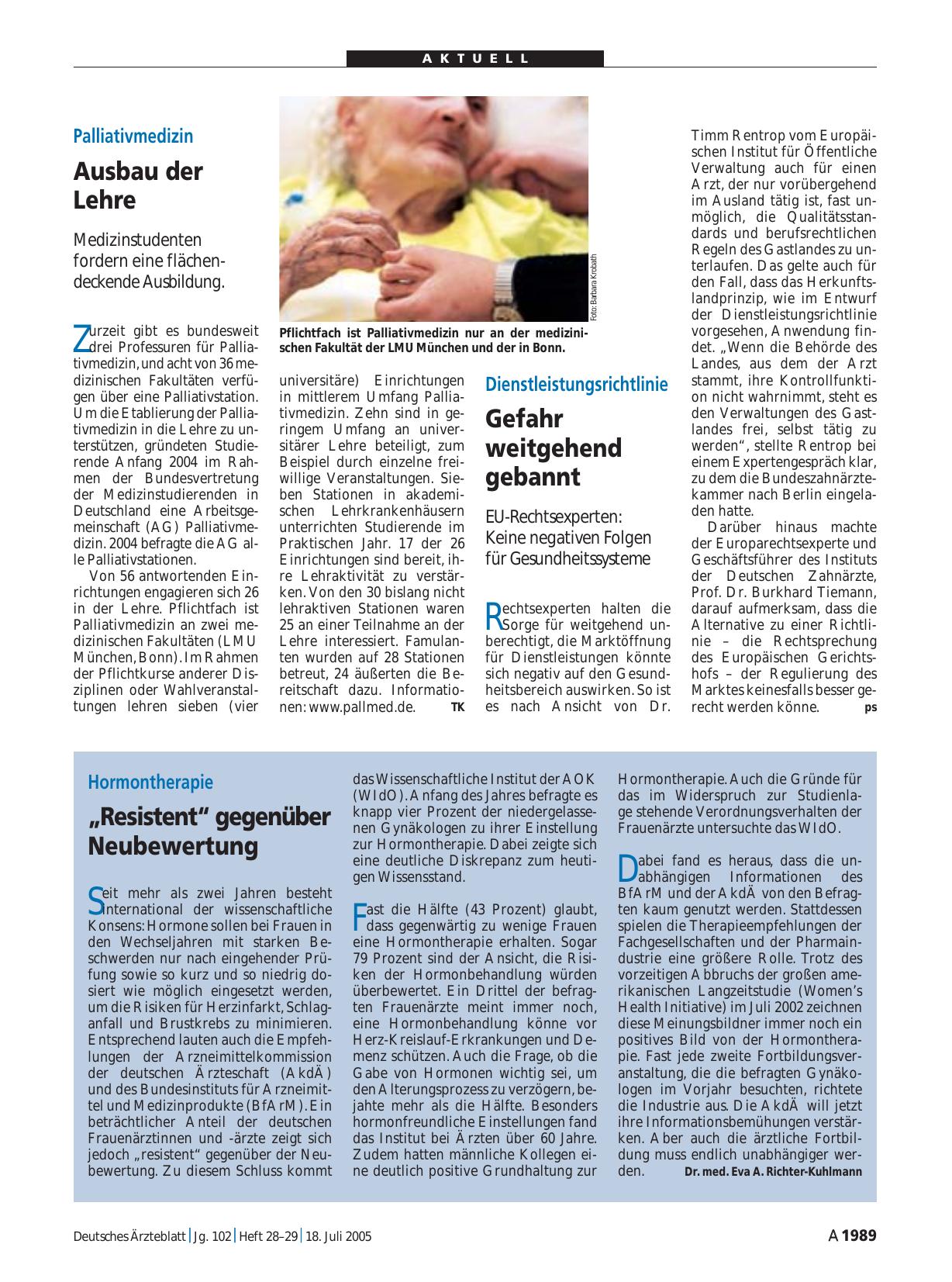 Vorschauseite 1: Dienstleistungsrichtlinie: Gefahr weitgehend gebannt