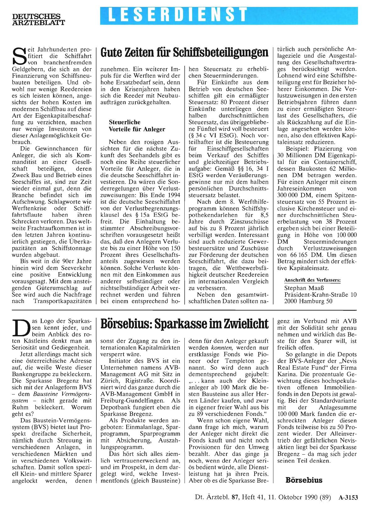Vorschauseite 1: Gute Zeiten fiir Schiffsbeteiligungen