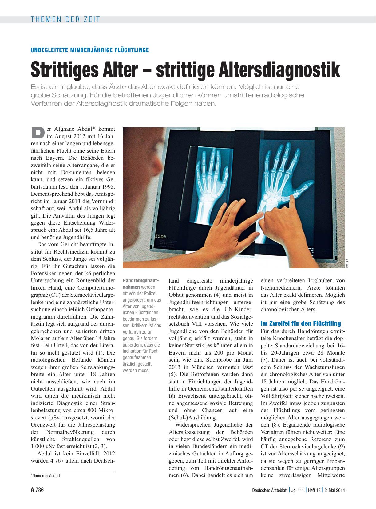 Vorschauseite 1: Unbegleitete minderjährige Flüchtlinge: Strittiges Alter – strittige Altersdiagnostik
