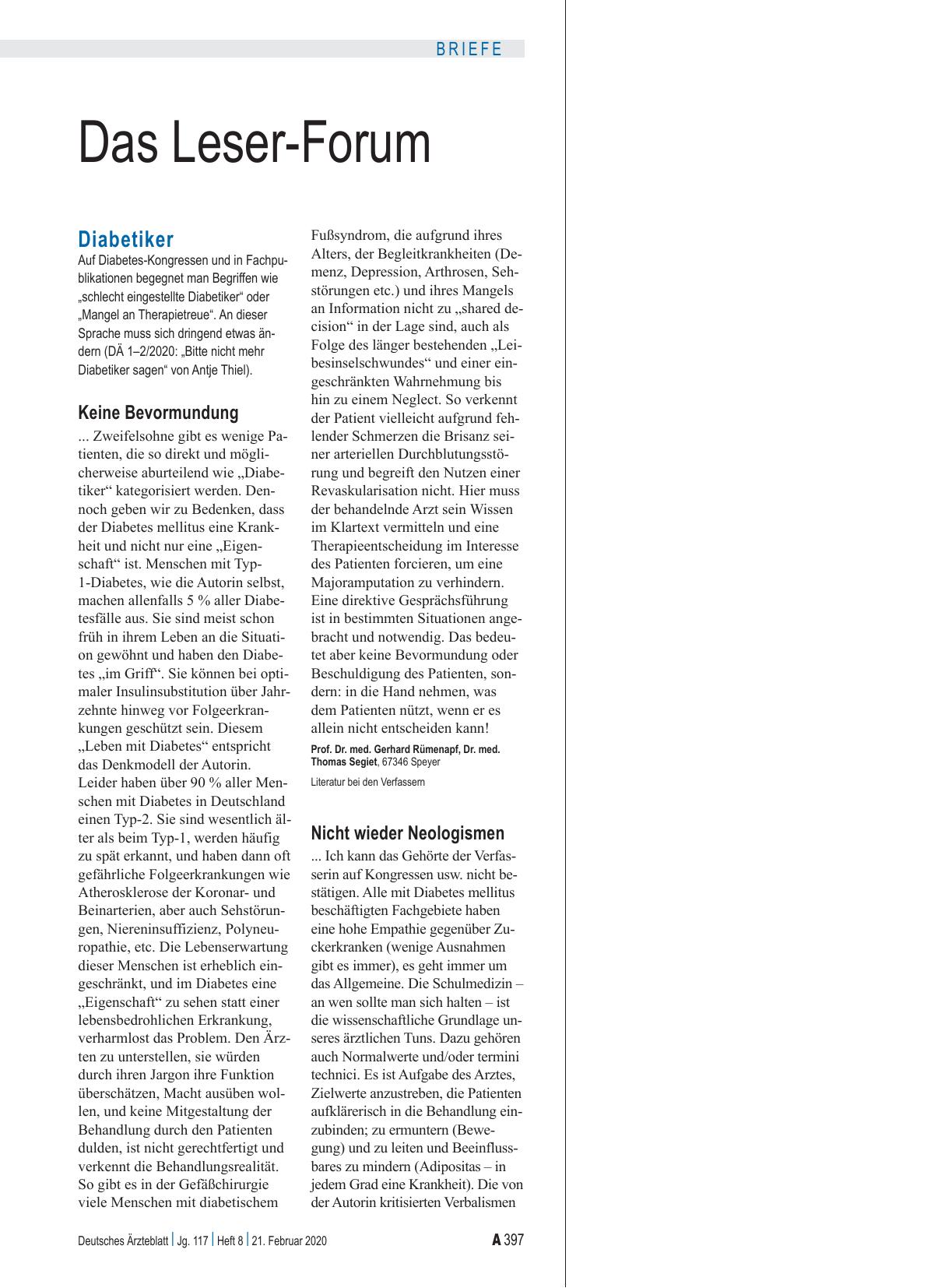 Vorschauseite 1: Diabetiker: Keine Bevormundung