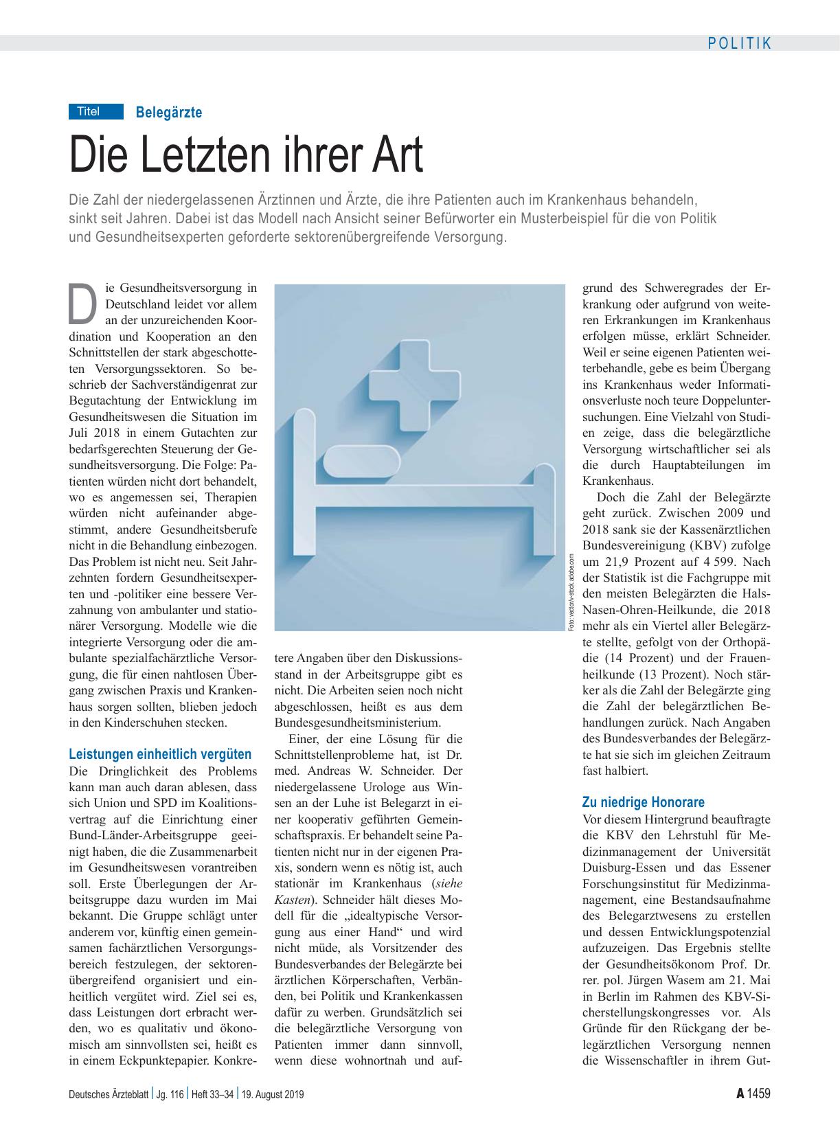 Vorschauseite 1: Belegärzte: Die Letzten ihrer Art