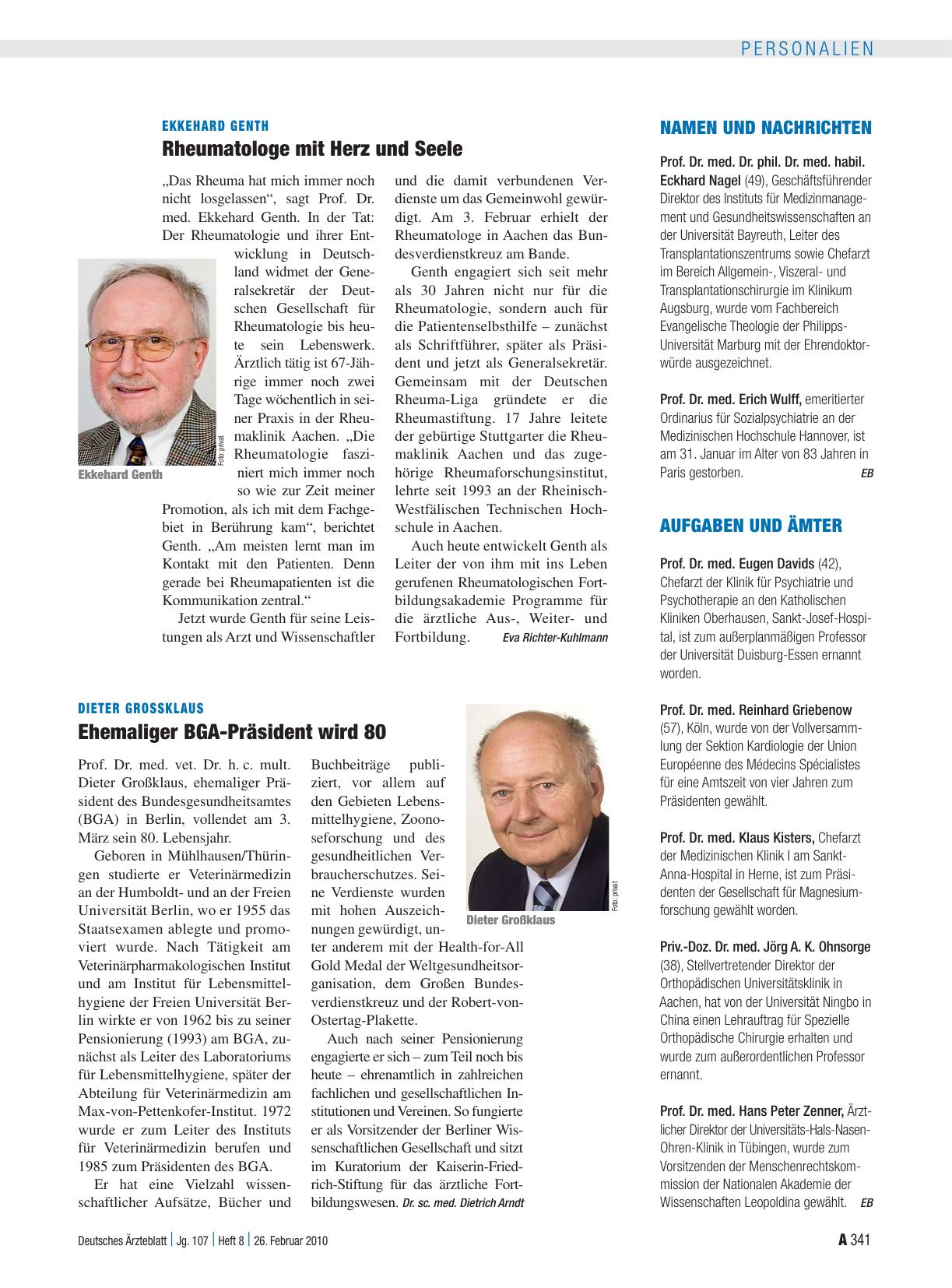Vorschauseite 1: Ekkehard Genth: Rheumatologe mit Herz und Seele