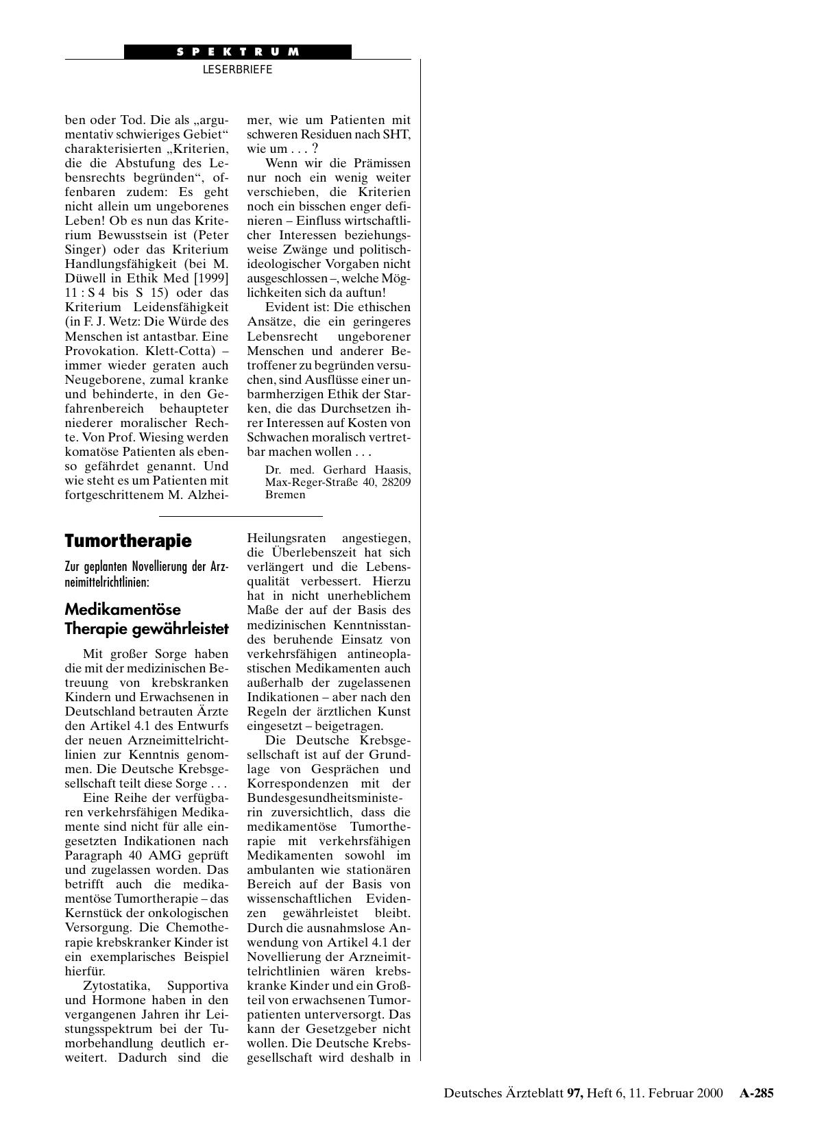Vorschauseite 1: Tumortherapie: Medikamentöse Therapie gewährleistet