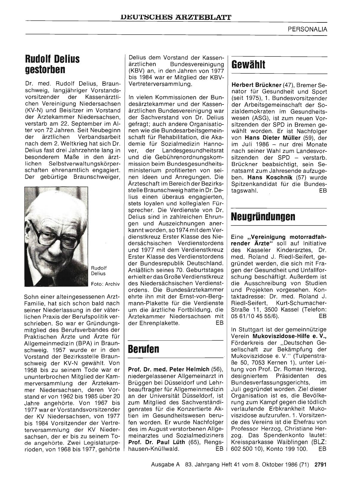 Vorschauseite 1: Rudolf Dellus gestorben