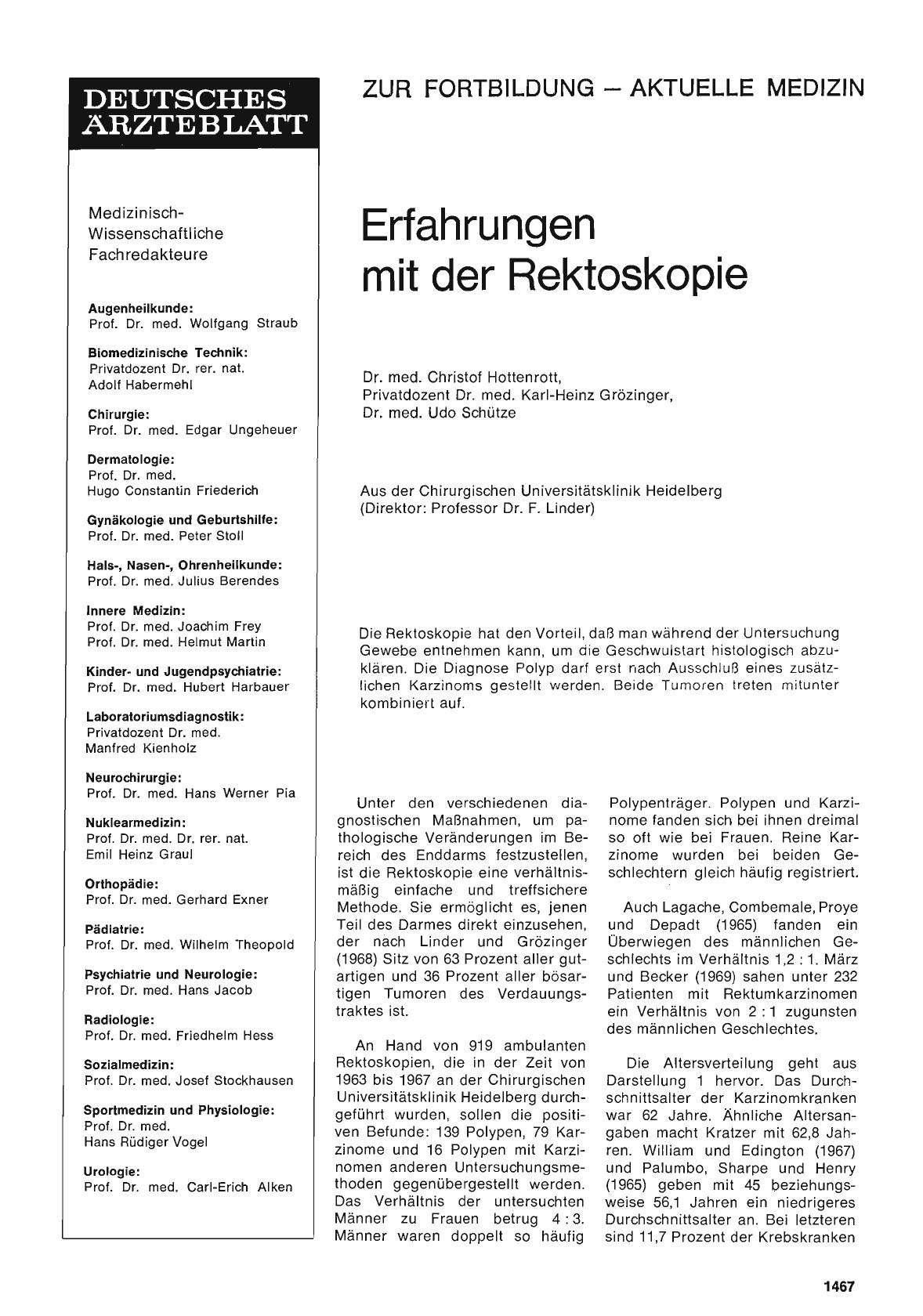 Vorschauseite 1: Erfahrungen mit der Rektoskopie