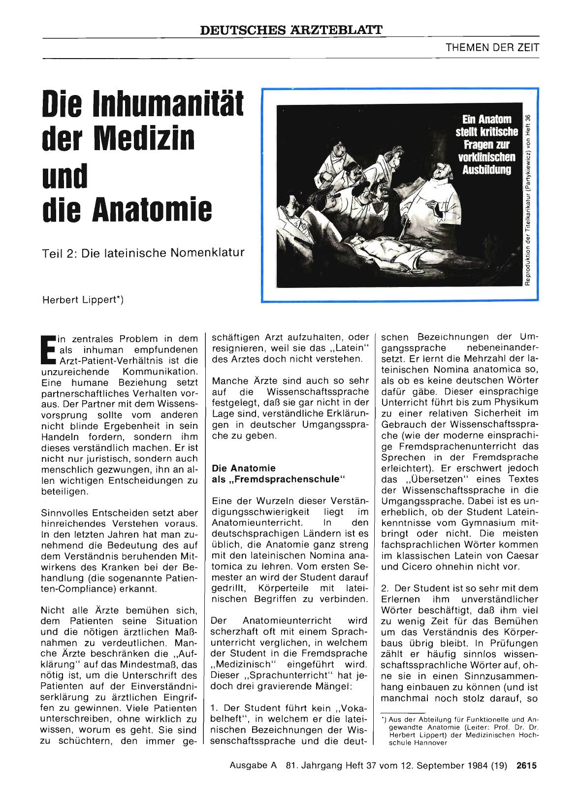 Vorschauseite 1: Die Inhumanität der Medizin und die Anatomie