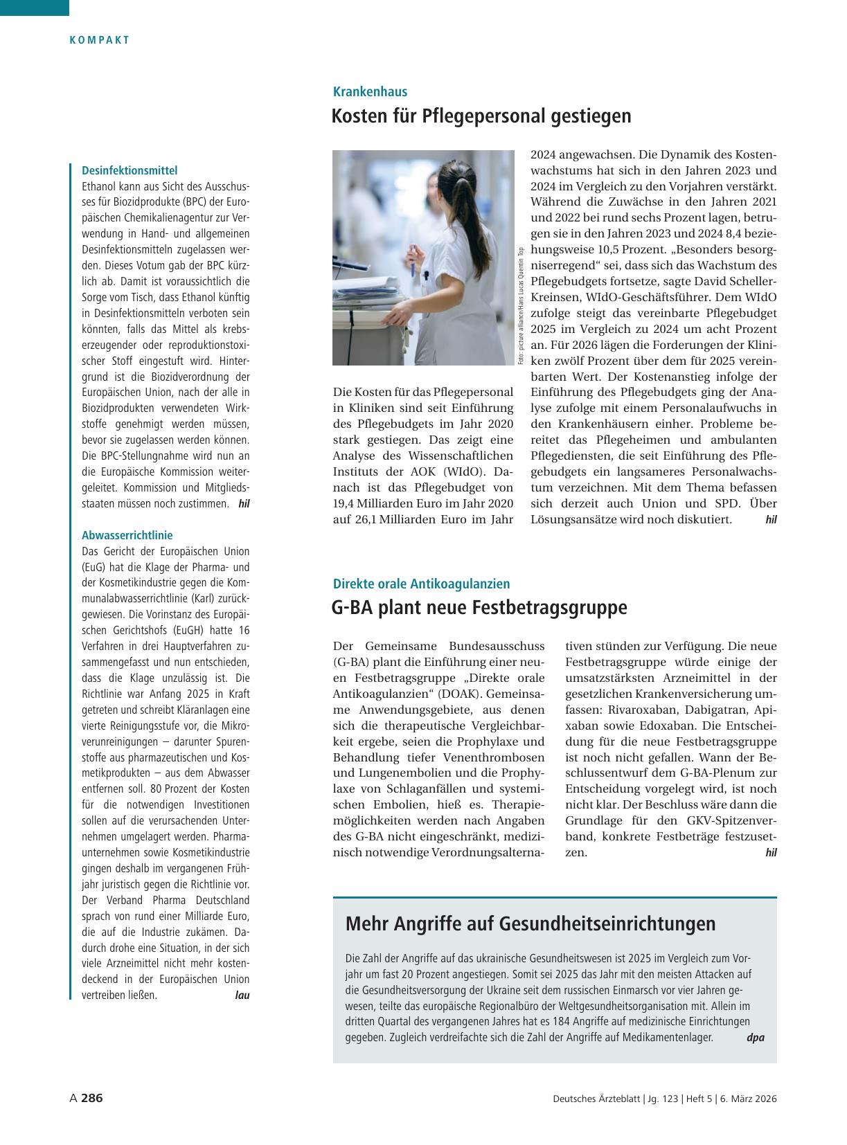 Vorschauseite 1: Krankenhaus: Kosten für Pflegepersonal gestiegen