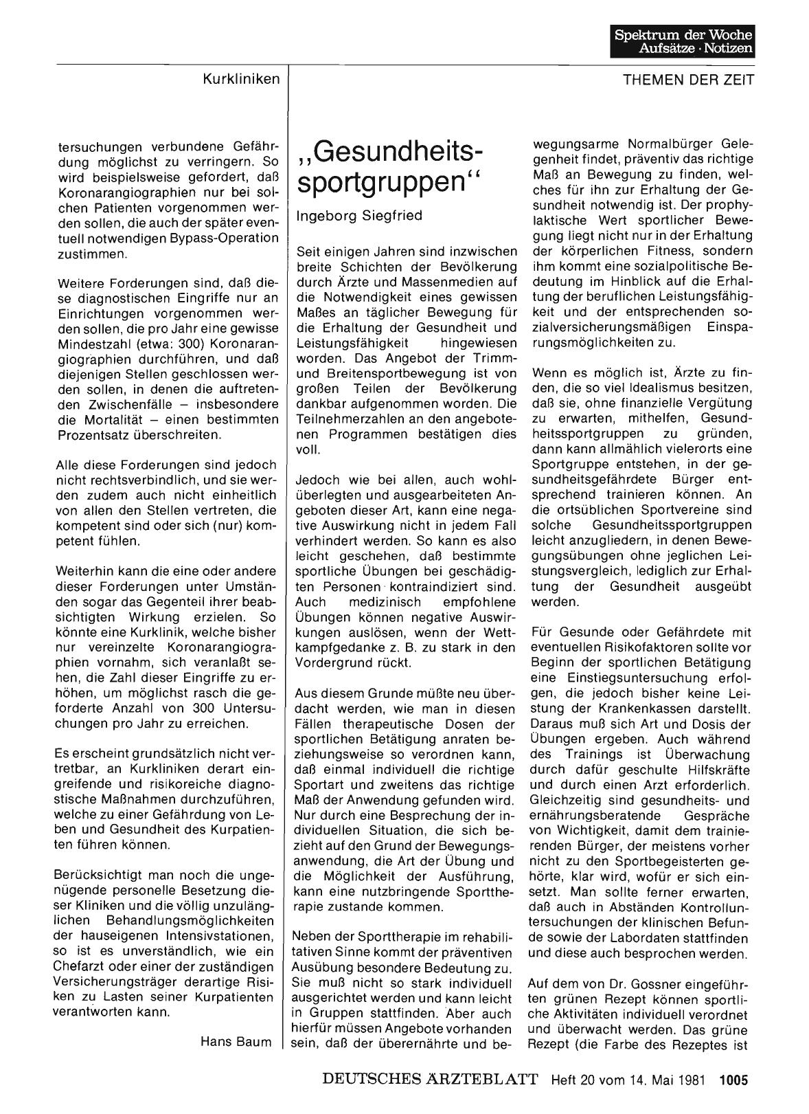 Vorschauseite 1: „Gesundheitssportgruppen"