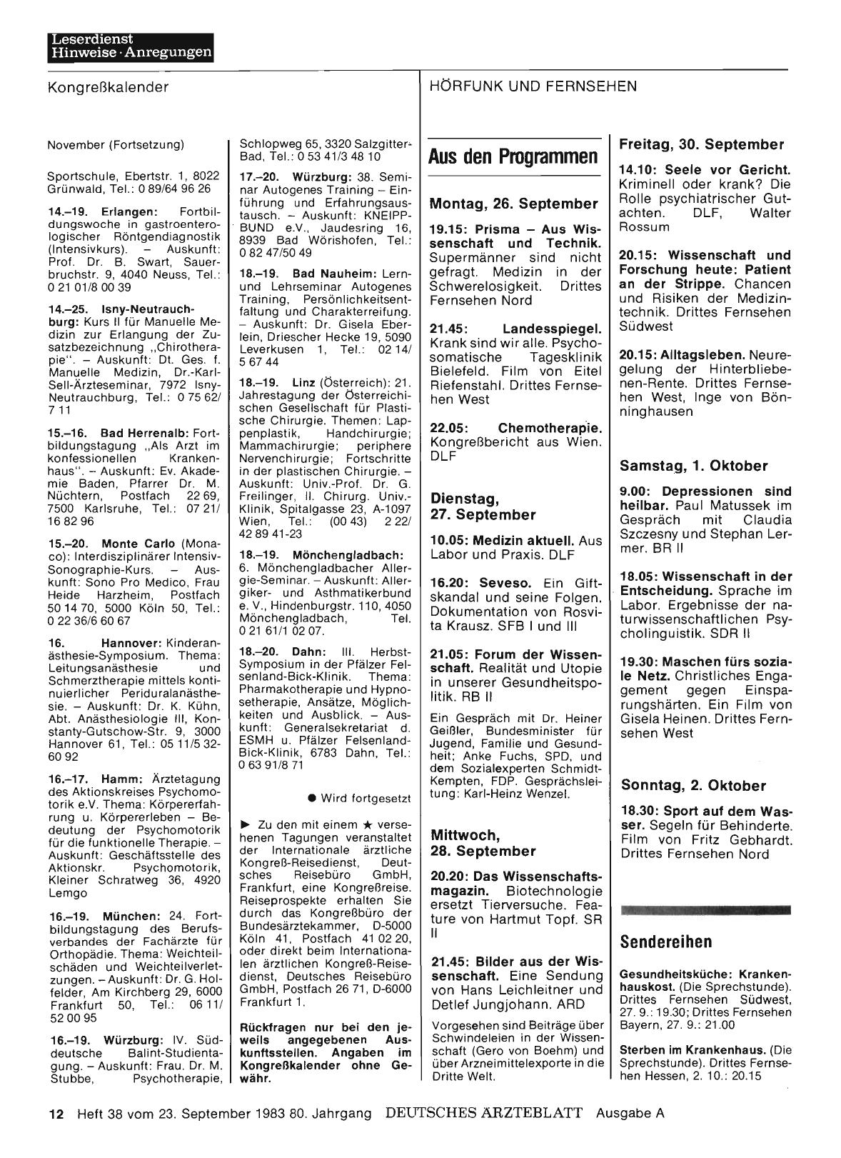 Vorschauseite 1: Aus den Programmen