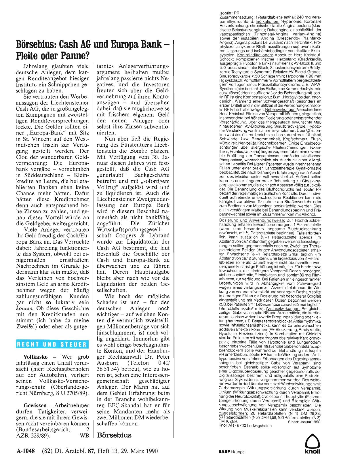 Vorschauseite 1: Börsebius: Cash AG und Europa Bank — Pleite oder Panne?