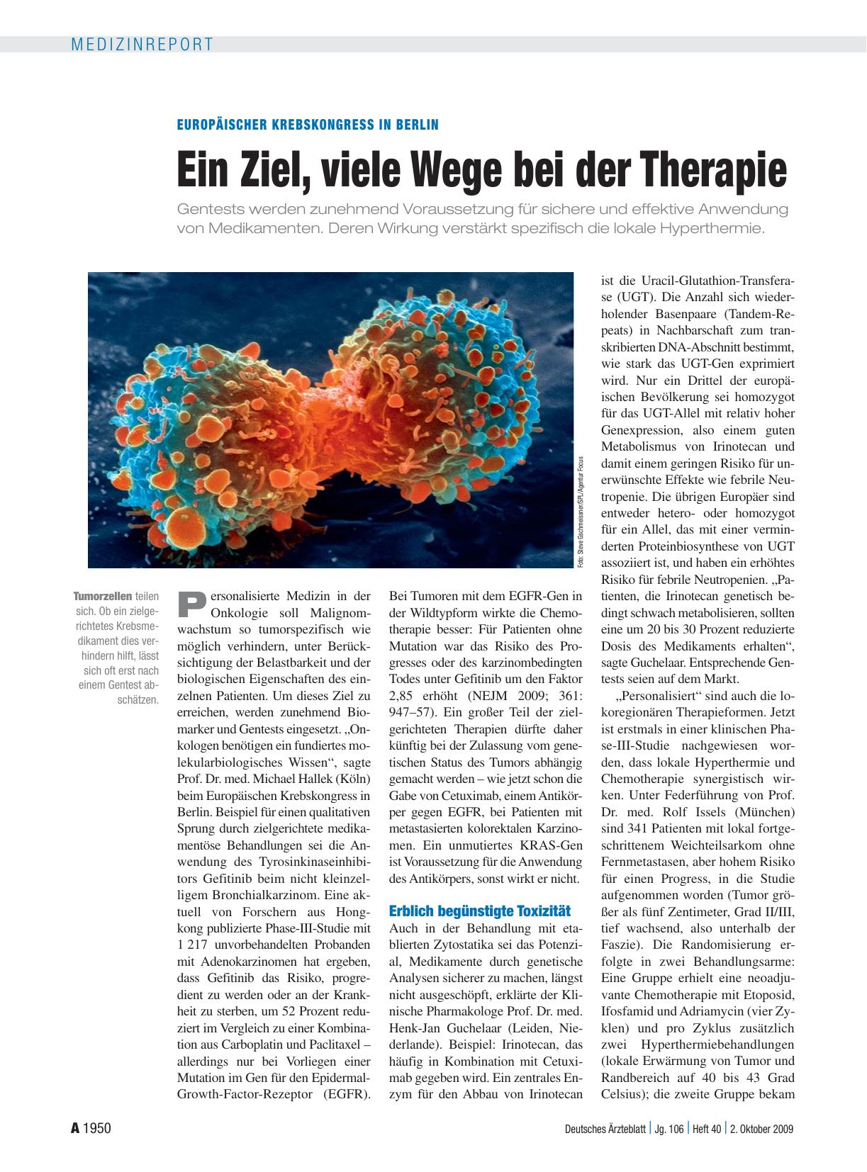 Vorschauseite 1: Europäischer Krebskongress in Berlin: Ein Ziel, viele Wege bei der Therapie