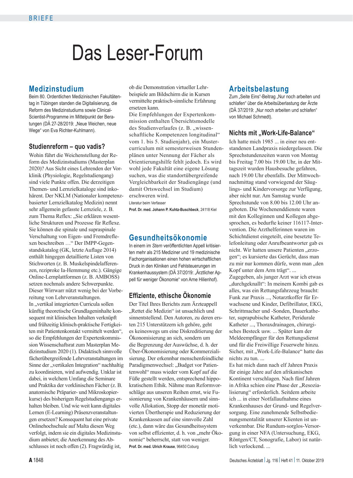 Vorschauseite 1: Medizinstudium: Studienreform – quo vadis?