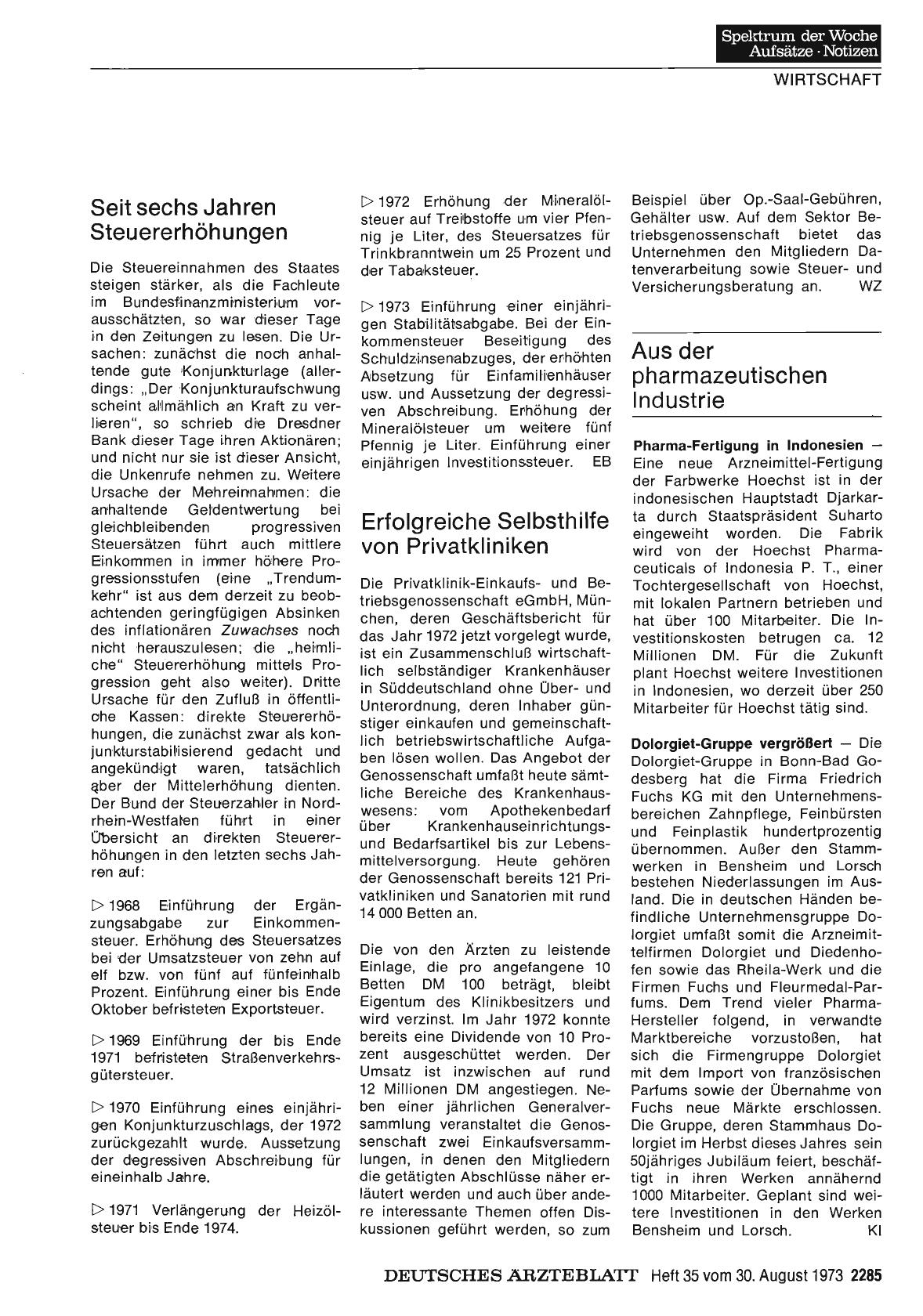 Vorschauseite 1: Aus der pharmazeutischen Industrie