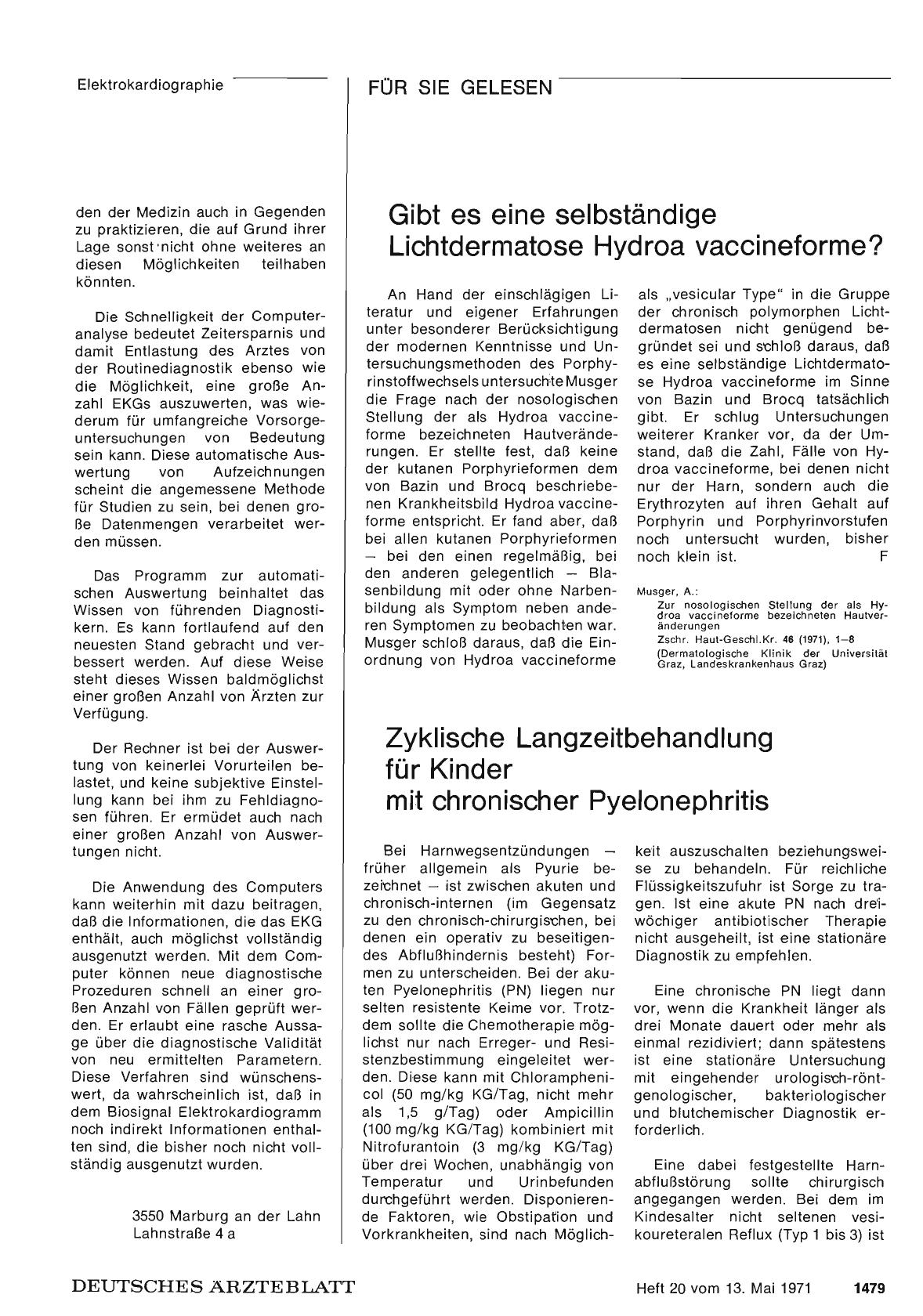 Vorschauseite 1: Gibt es eine selbständige Lichtdermatose Hydroa vaccineforme?