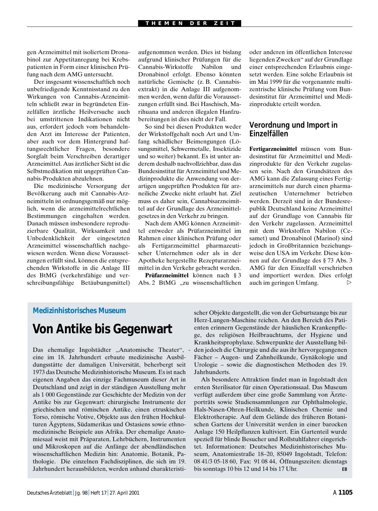 Vorschauseite 1: Medizinhistorisches Museum: Von Antike bis Gegenwart