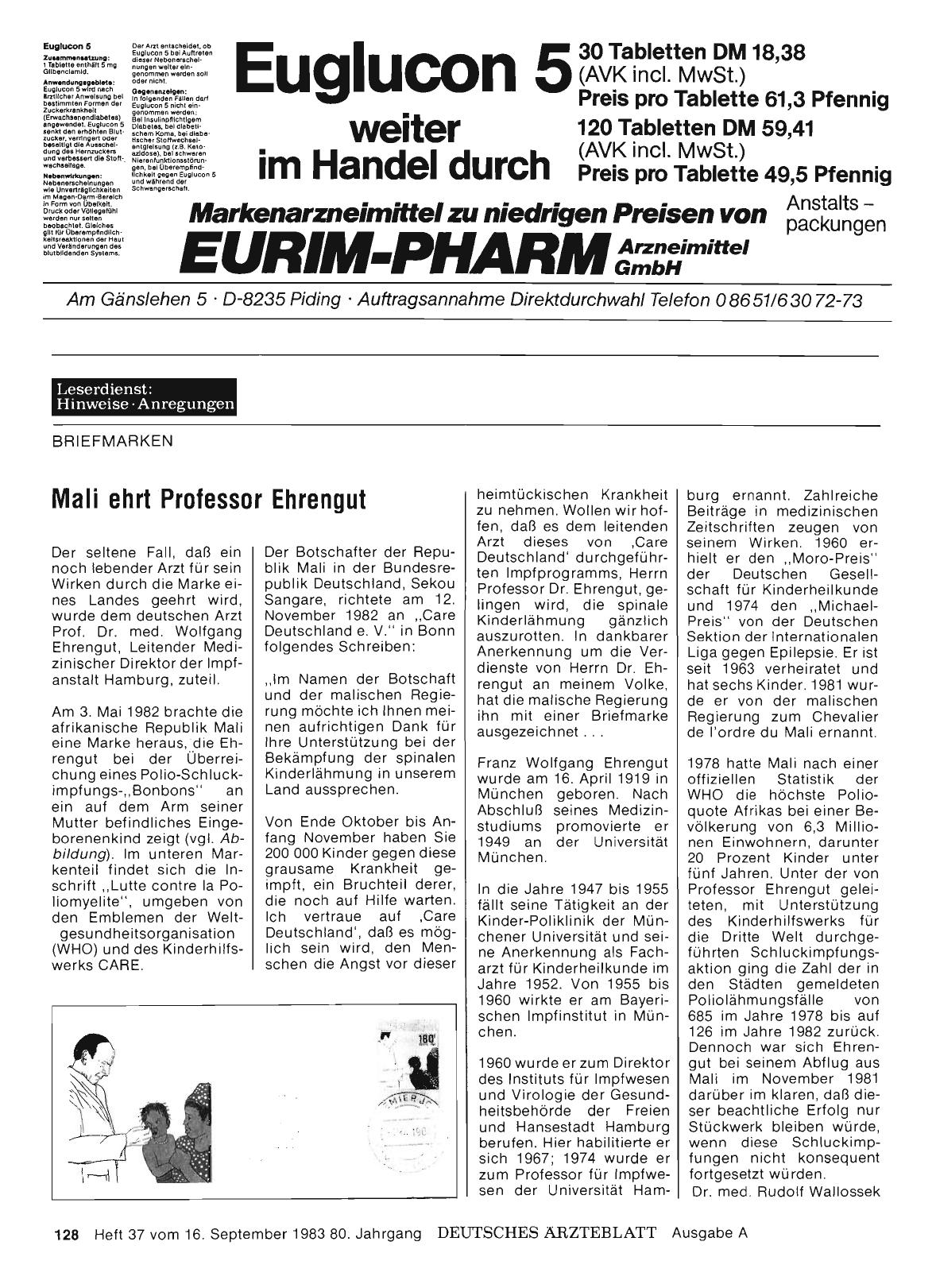 Vorschauseite 1: Mali ehrt Professor Ehrengut