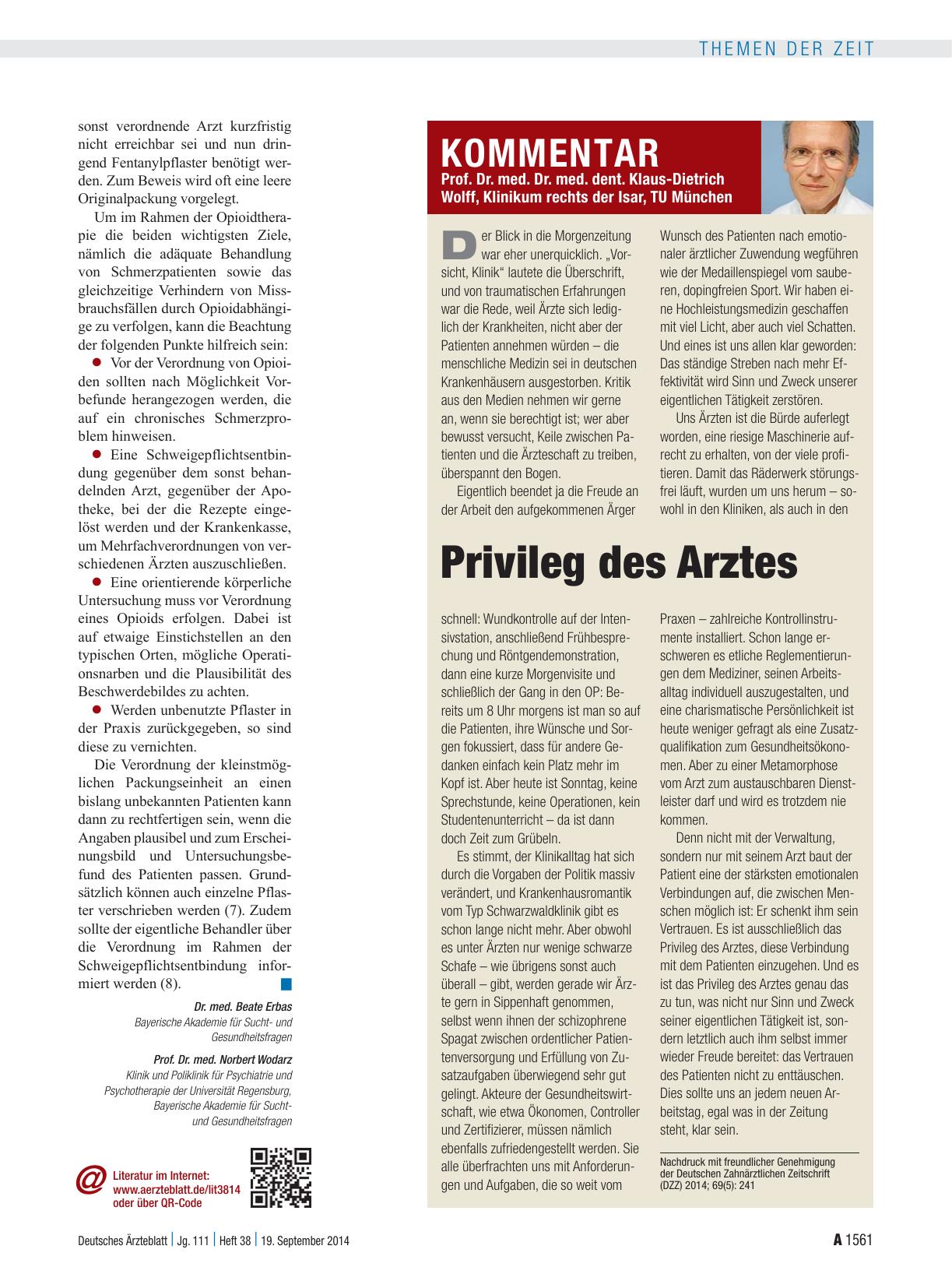Vorschauseite 1: Privileg des Arztes