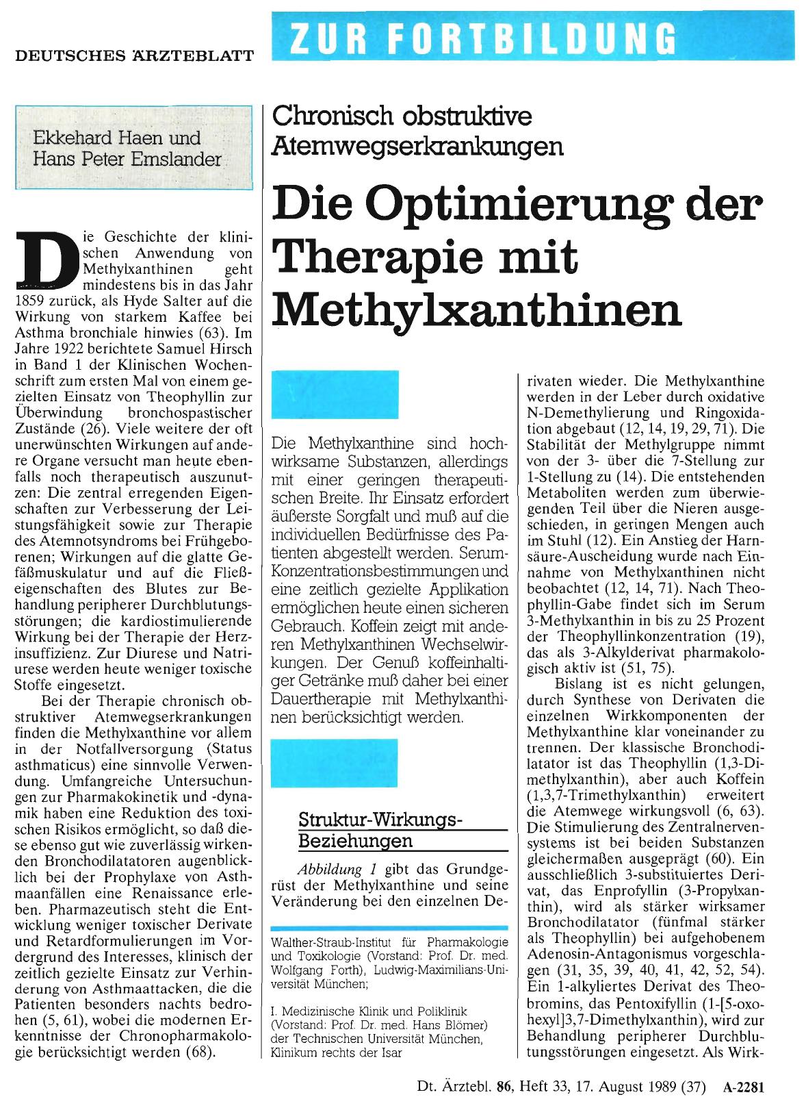 Vorschauseite 1: Chronisch obstruktive Atemwegserkrankungen: Die Optimierung der Therapie mit Methylxanthinen
