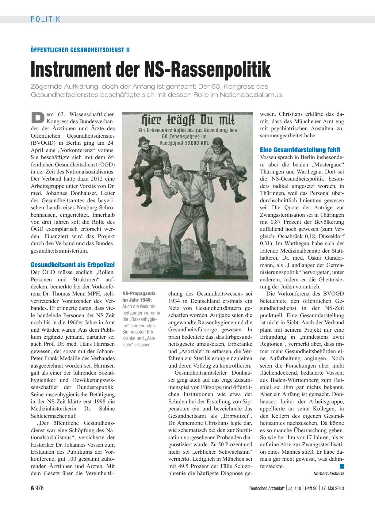 Vorschauseite 1: Öffentlicher Gesundheitsdienst II: Instrument der NS-Rassenpolitik