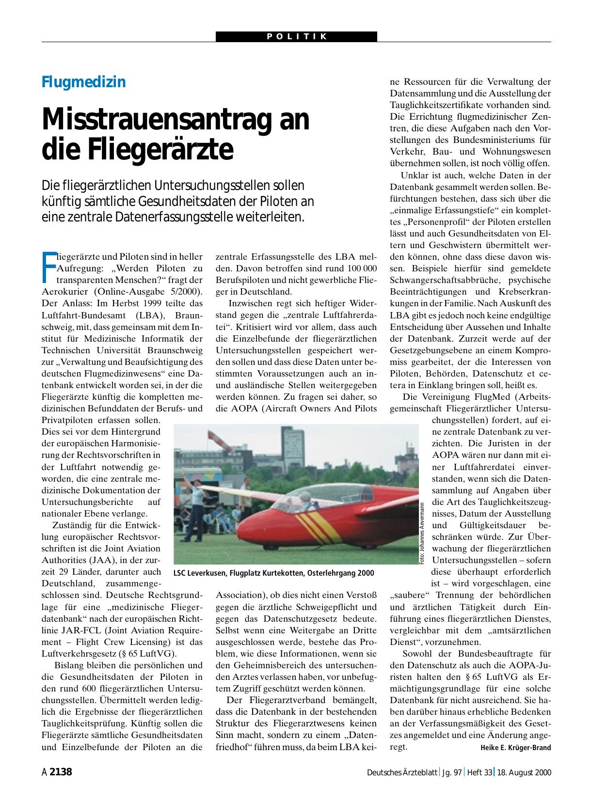 Vorschauseite 1: Flugmedizin: Misstrauensantrag an die Fliegerärzte