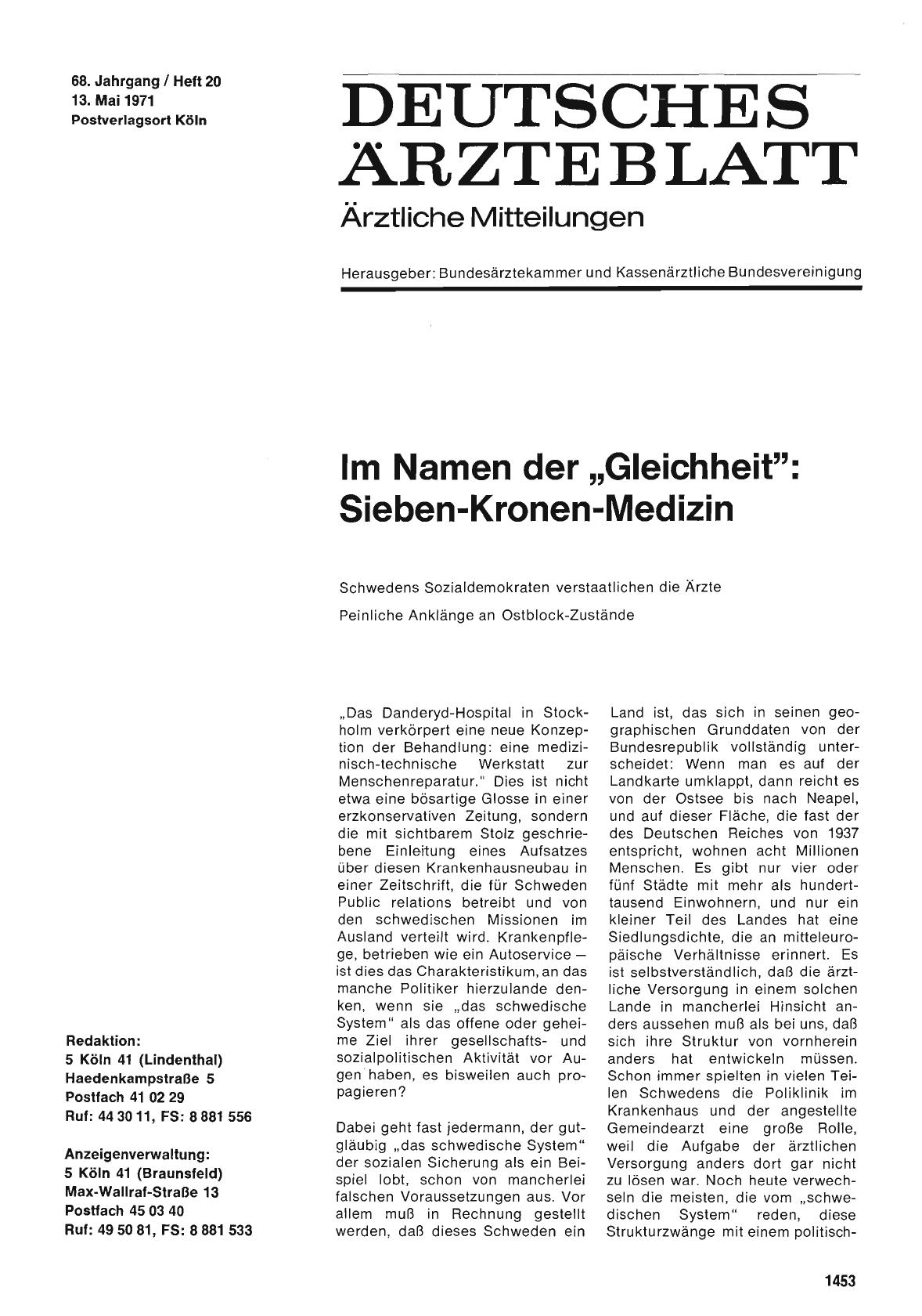 Vorschauseite 1: Im Namen der „Gleichheit": Sieben-Kronen-Medizin