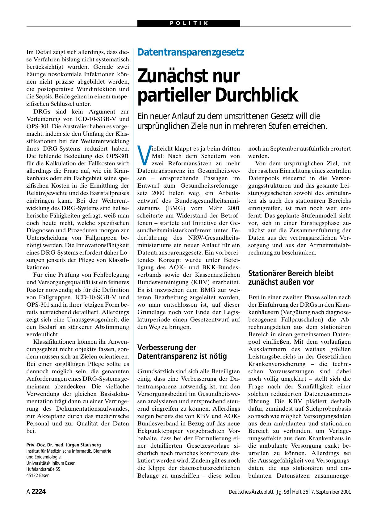 Vorschauseite 1: Datentransparenzgesetz: Zunächst nur partieller Durchblick
