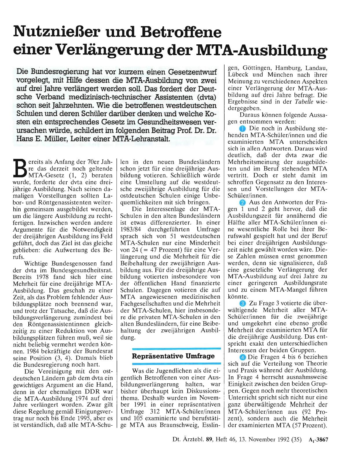 Vorschauseite 1: Nutznießer und Betroffene einer Verlängerung der MTA-Ausbildung