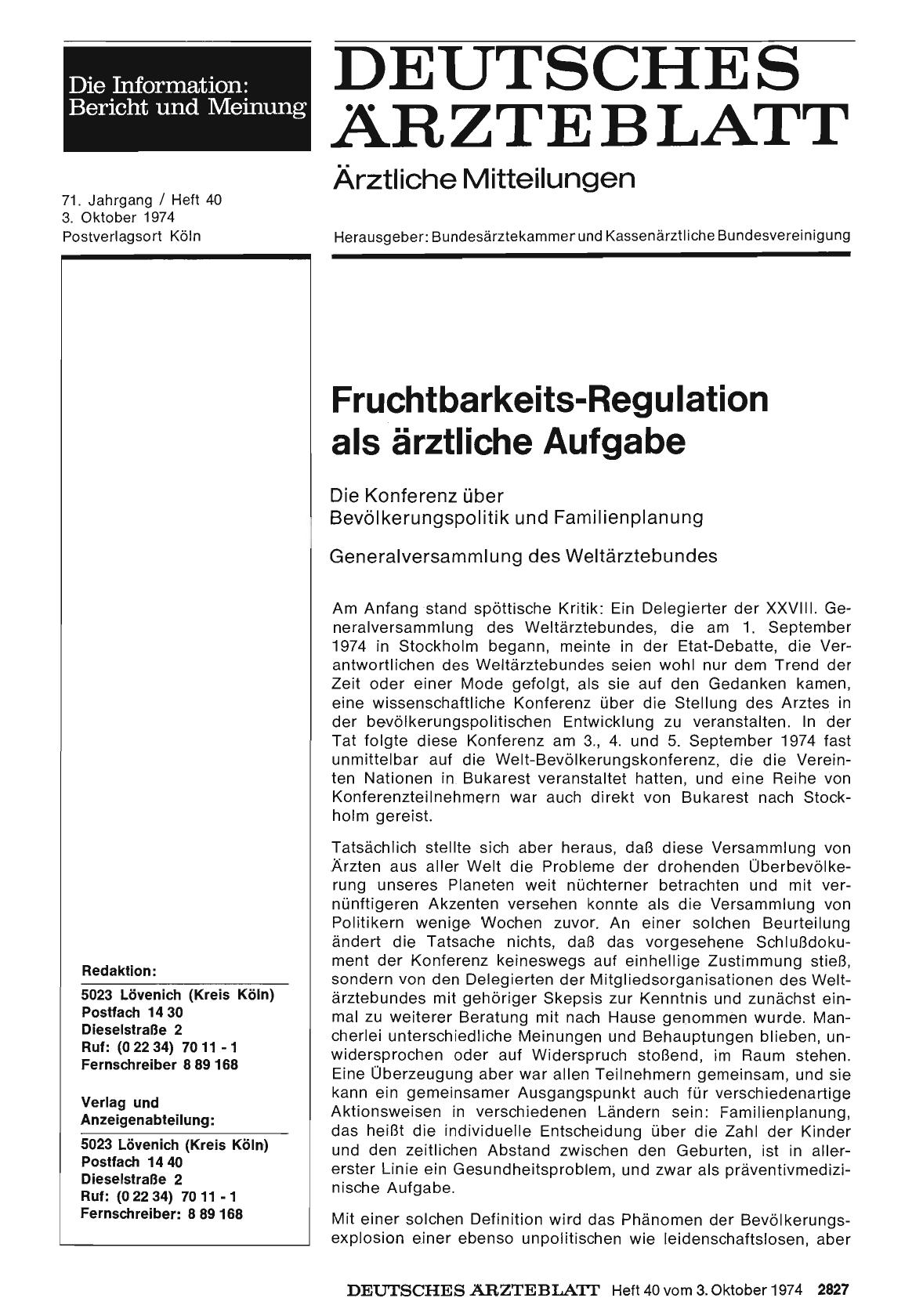 Vorschauseite 1: Fruchtbarkeits-Regulation als ärztliche Aufgabe (Teil 1)