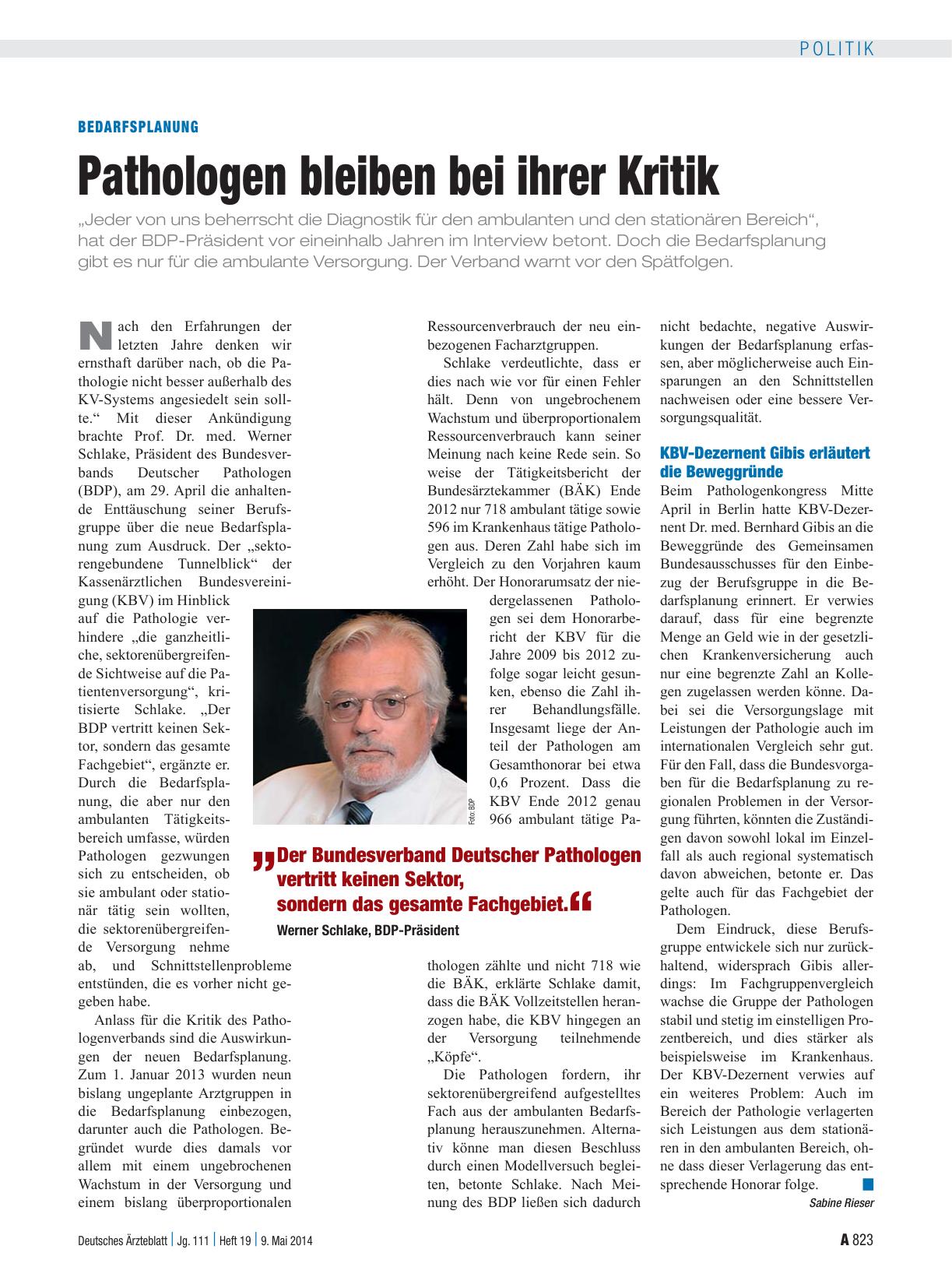 Vorschauseite 1: Bedarfsplanung: Pathologen bleiben bei ihrer Kritik