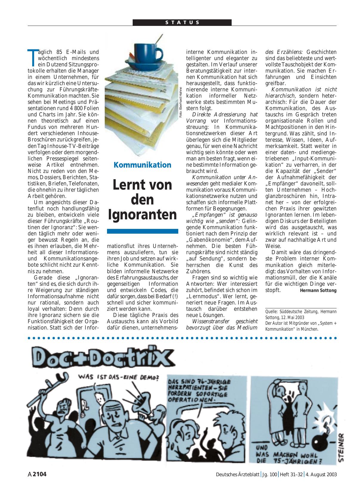 Vorschauseite 1: Kommunikation: Lernt von den Ignoranten
