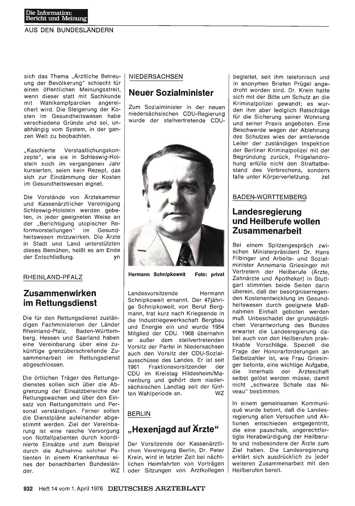 Vorschauseite 1: Baden-Württemberg: Landesregierung und Heilberufe wollen Zusammenarbeit