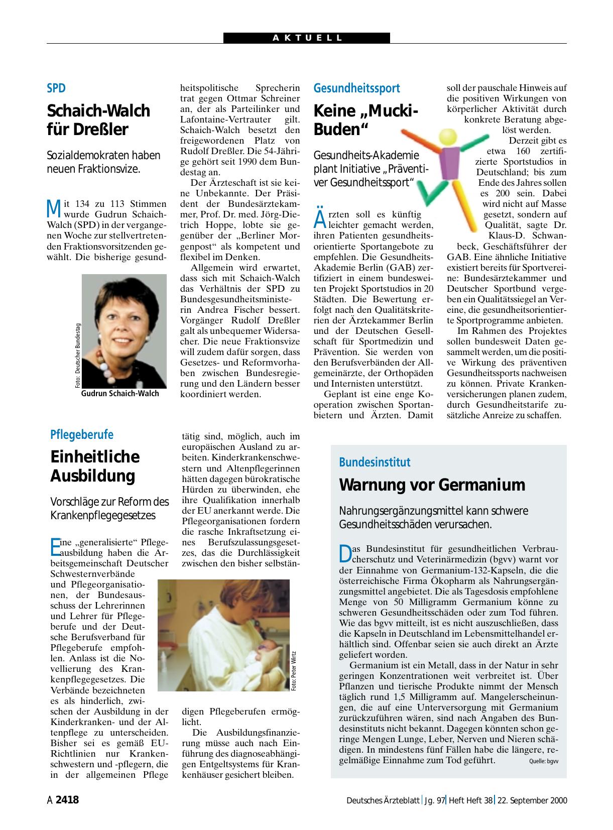 Vorschauseite 1: SPD: Schaich-Walch für Dreßler