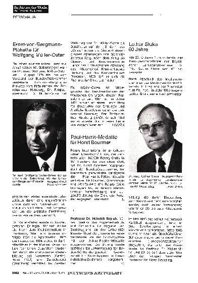 Vorschauseite 1: Ernst-von-Bergmann-Plakette für Wolfgang Müller-Osten