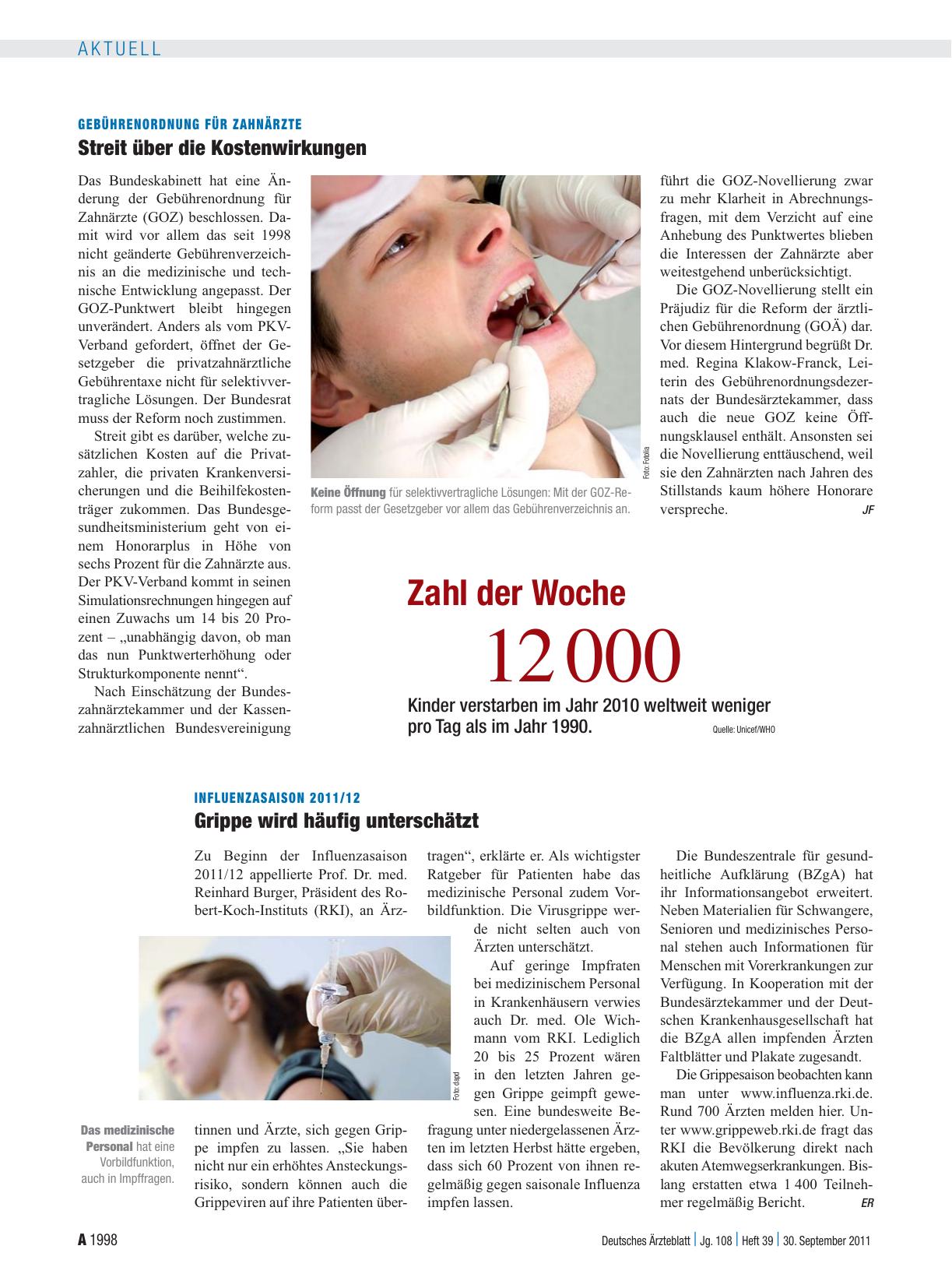 Vorschauseite 1: Influenzasaison 2011/12: Grippe wird häufig unterschätzt