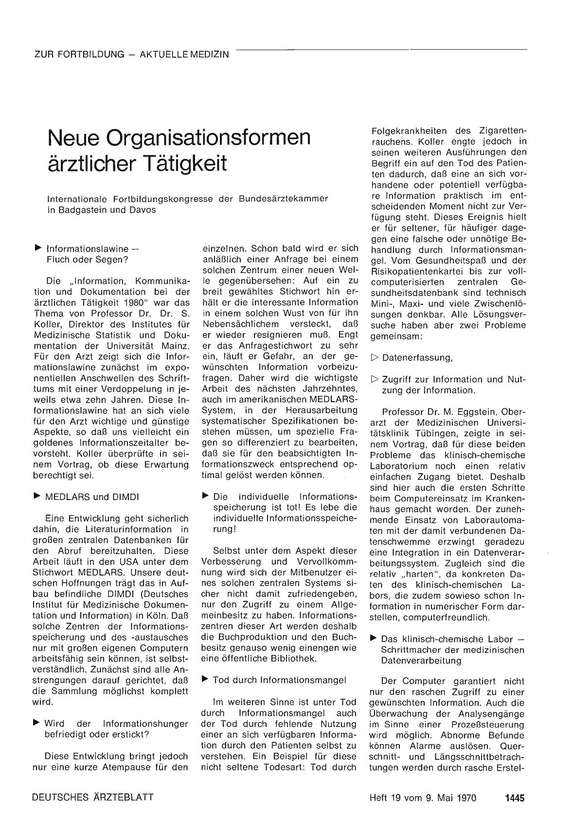 Vorschauseite 1: Neue Organisationsformen ärztlicher Tätigkeit