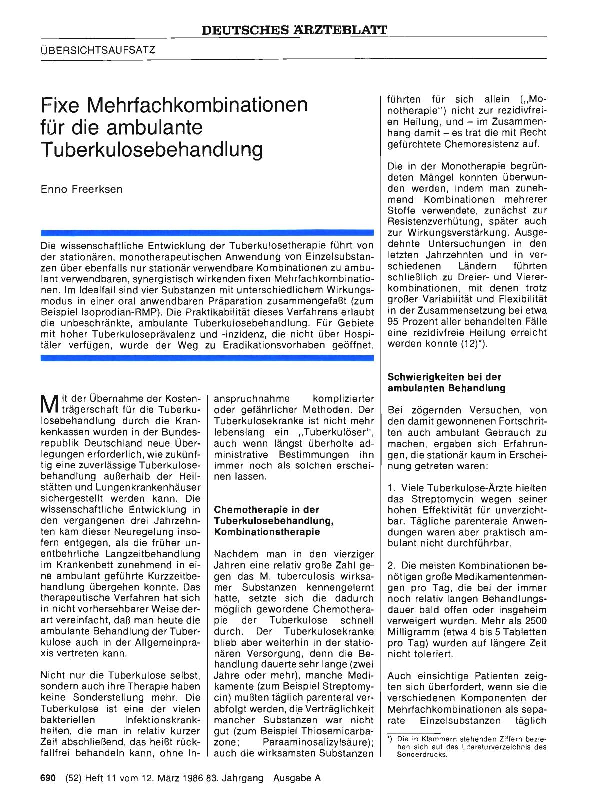 Vorschauseite 1: Fixe Mehrfachkombinationen für die ambulante Tuberkulosebehandlung
