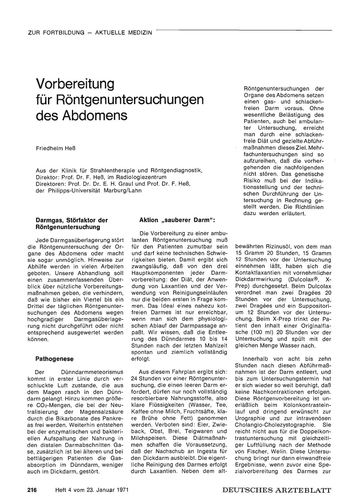 Vorschauseite 1: Vorbereitung für Röntgenuntersuchungen des Abdomens