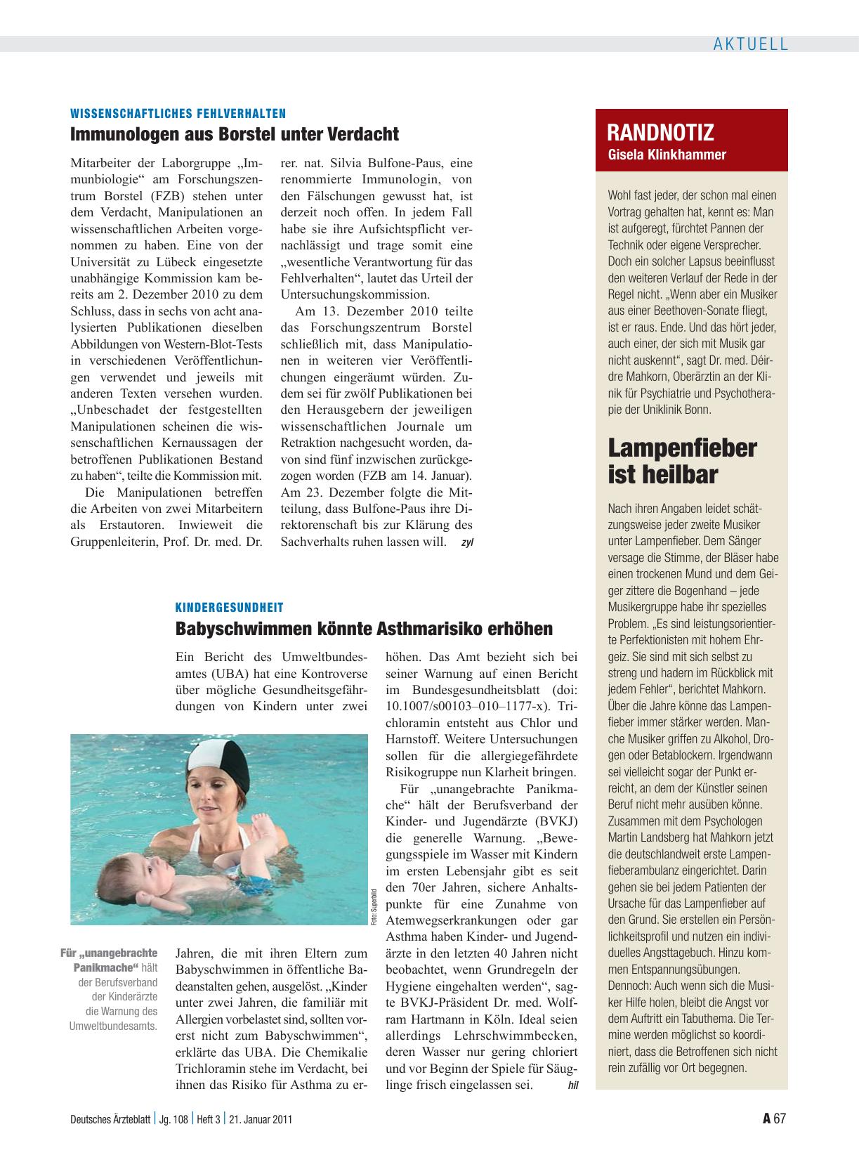 Vorschauseite 1: Randnotiz: Lampenfieber ist heilbar