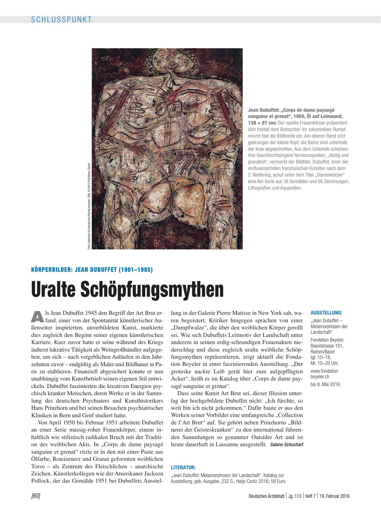 Vorschauseite 1: Körperbilder: Jean Dubuffet (1901 – 1985) – Uralte Schöpfungsmythen