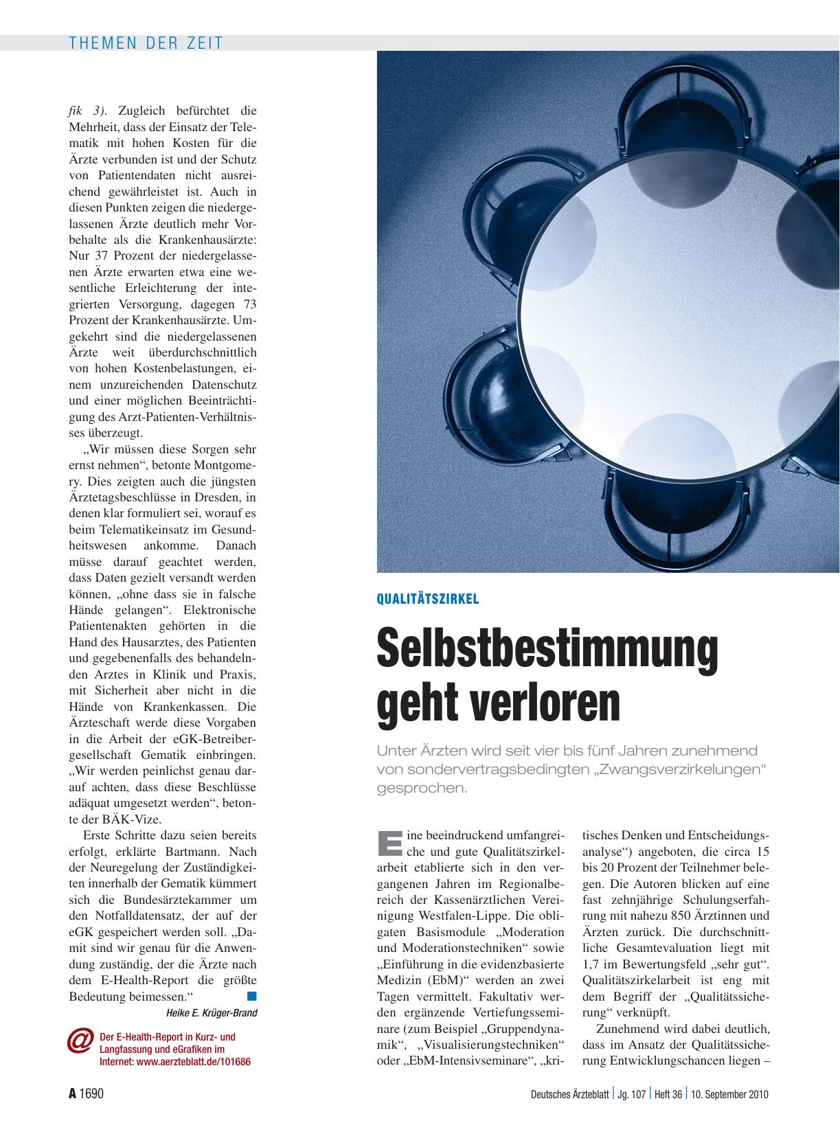 Vorschauseite 1: Qualitätszirkel: Selbstbestimmung geht verloren