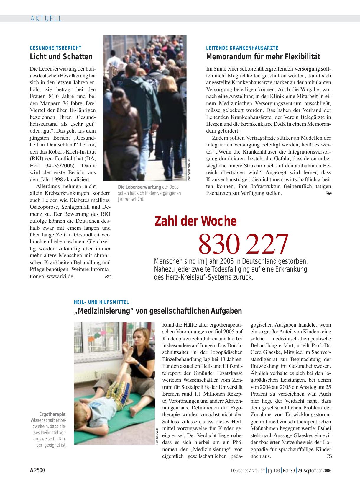 Vorschauseite 1: Gesundheitsbericht: Licht und Schatten