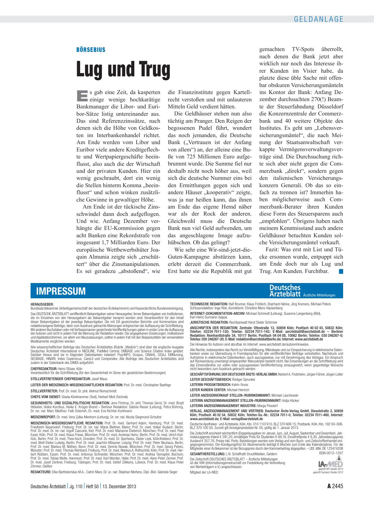 Vorschauseite 1: Börsebius: Lug und Trug