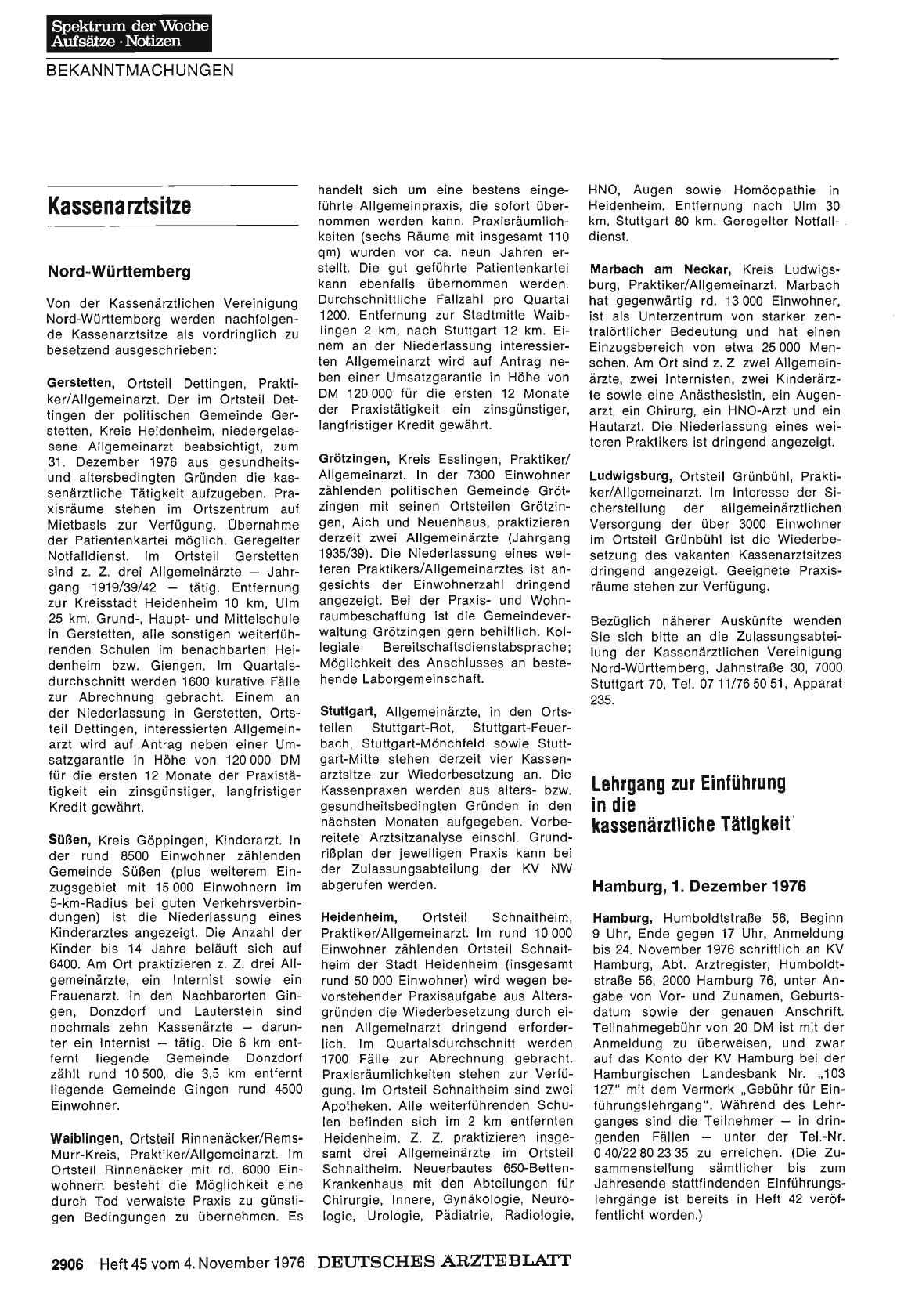 Vorschauseite 1: Kassenarztsitze