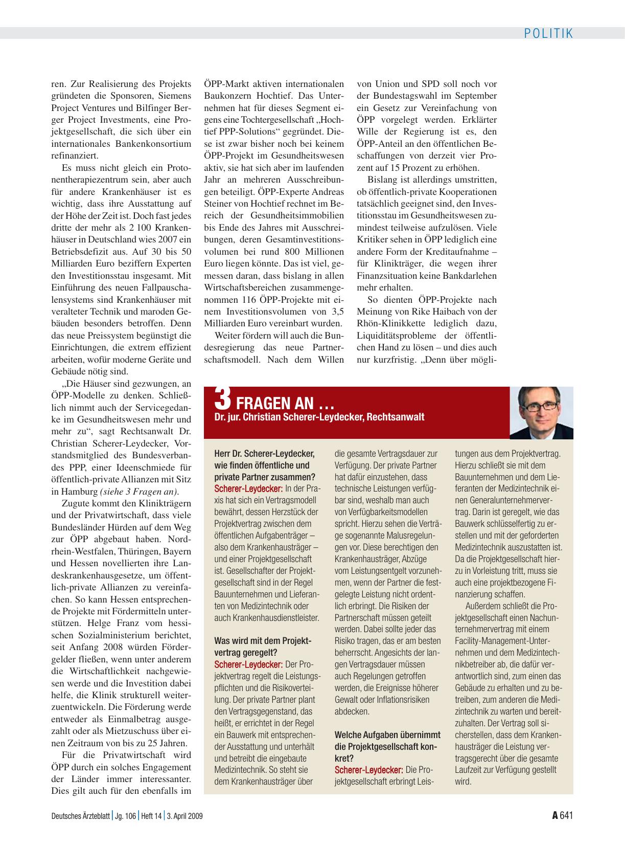 Vorschauseite 1: 3 Fragen an … Dr. jur. Christian Scherer-Leydecker, Rechtsanwalt