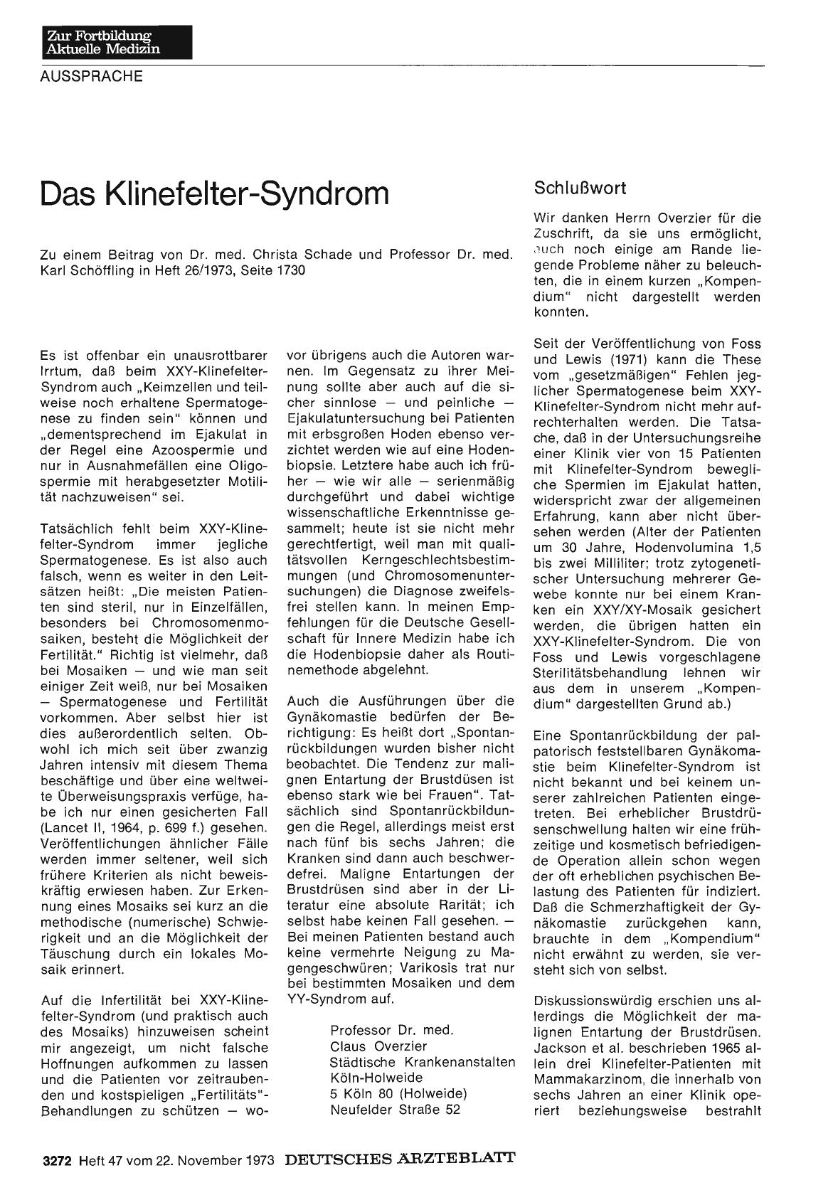 Vorschauseite 1: Das Klinefelter-Syndrom