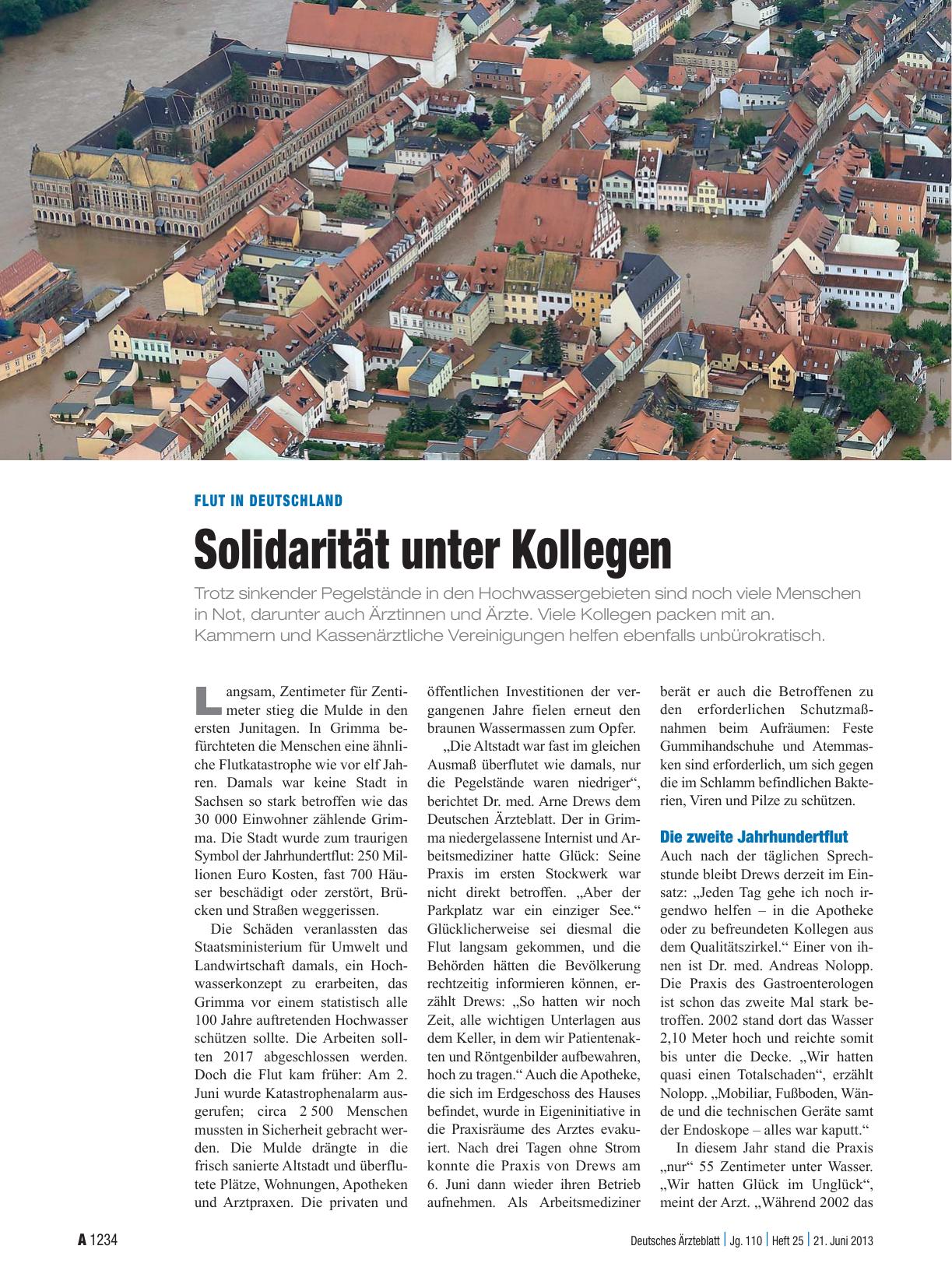 Vorschauseite 1: Flut in Deutschland: Solidarität unter Kollegen