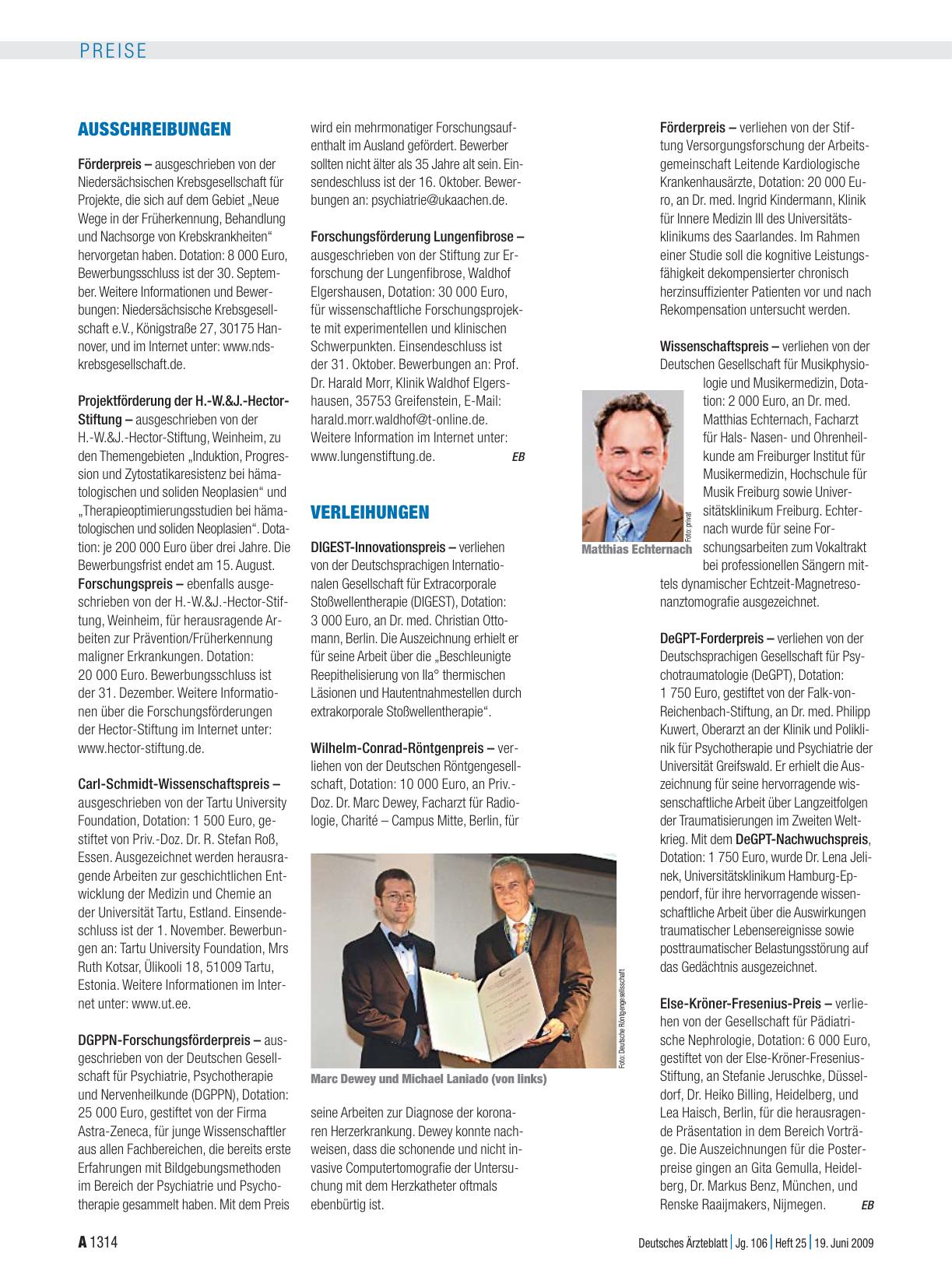 Vorschauseite 1: Verleihungen